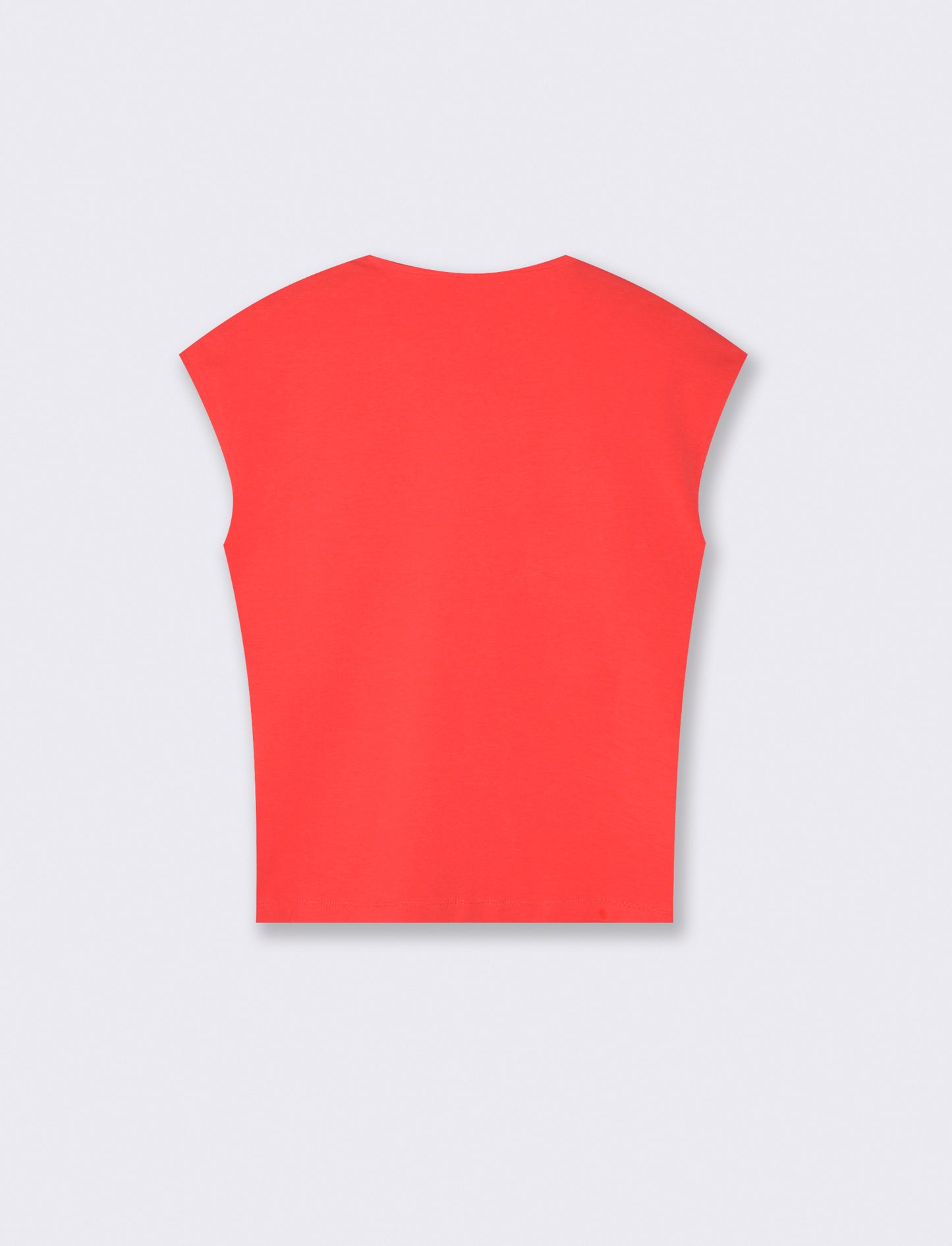 T-Shirt Slim con Spalla Scesa e Scollo Quadrato - Corallo