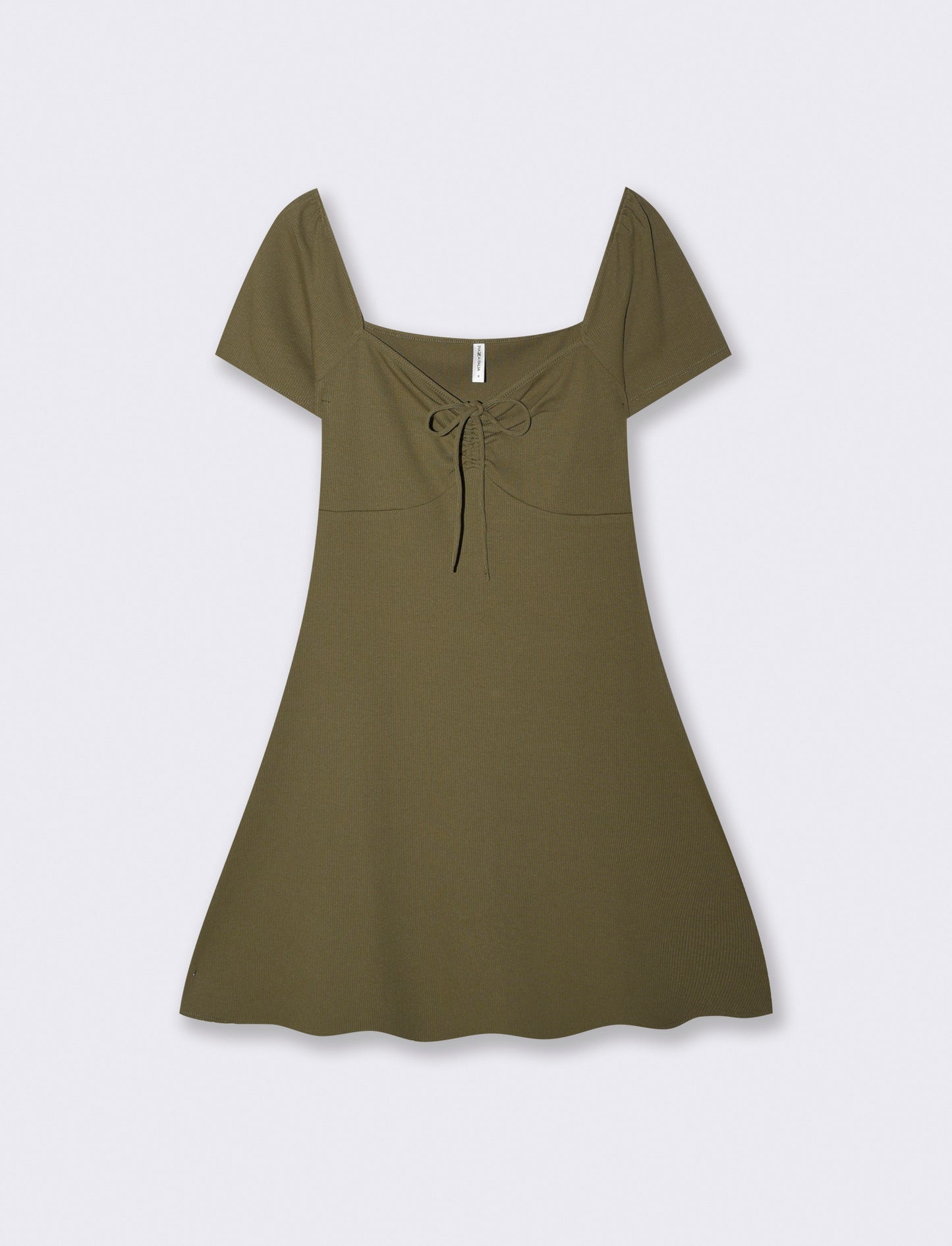 Vestito Corto a Coste con Manica Aletto - Kaky 1