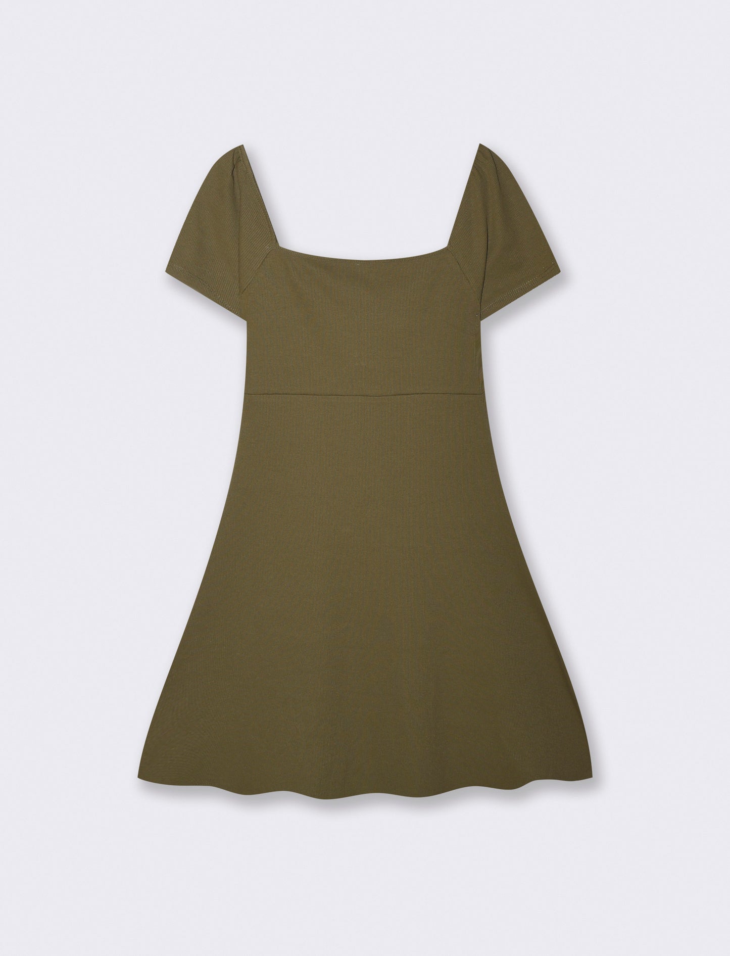 Vestito Corto a Coste con Manica Aletto - Kaky 1