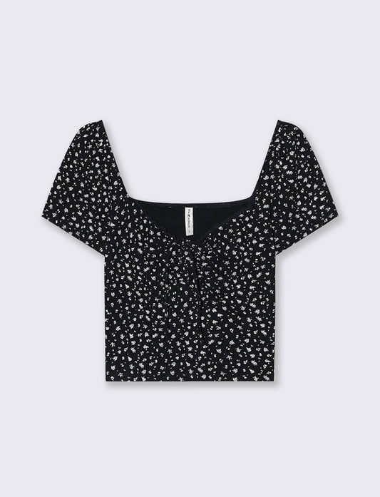 Top arricciato con manica corta slim - var 1