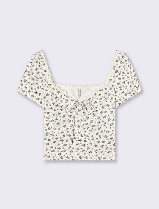 Top arricciato con manica corta slim - var 2