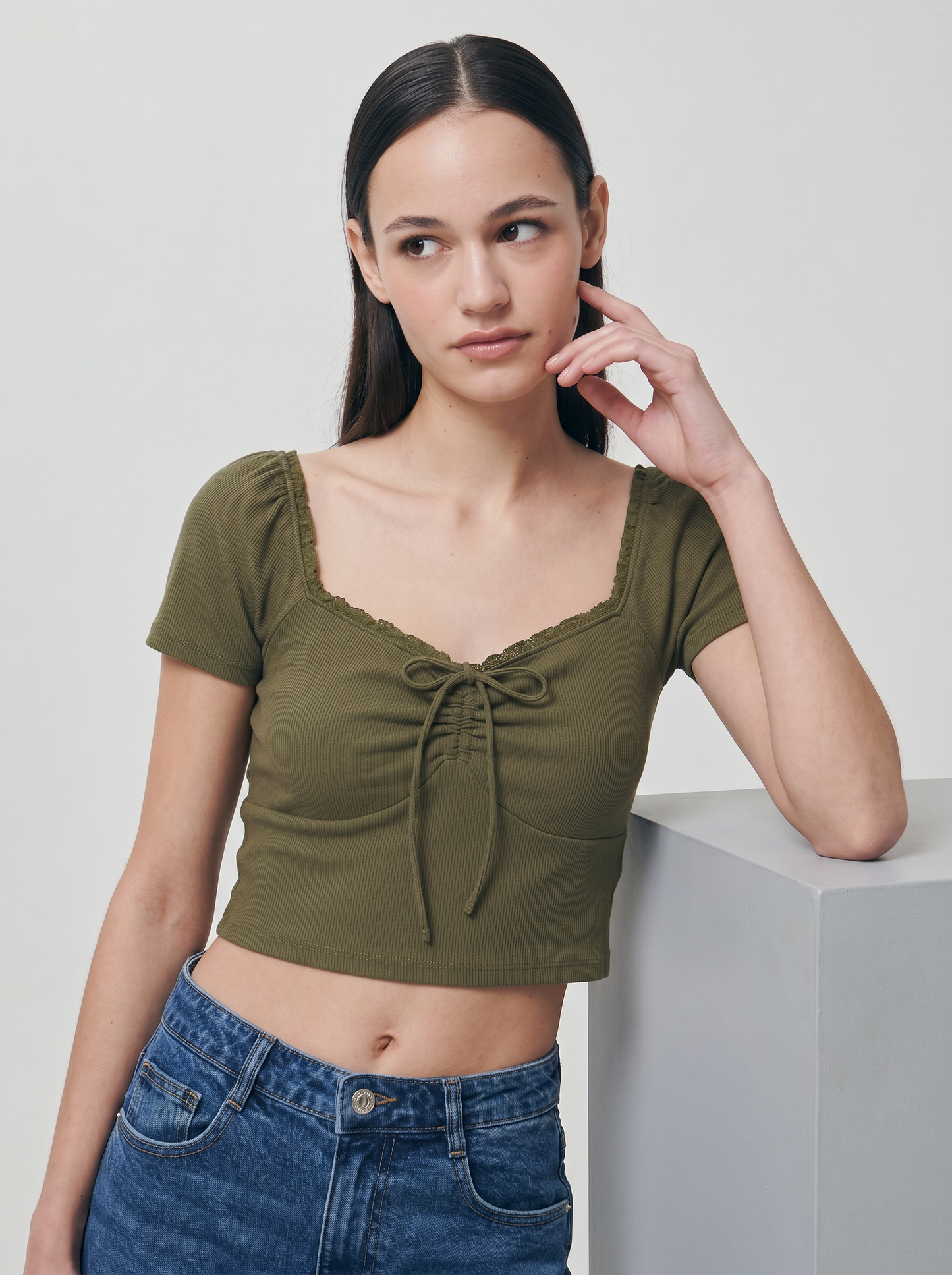 Top arricciato con manica corta slim - Kaky 1