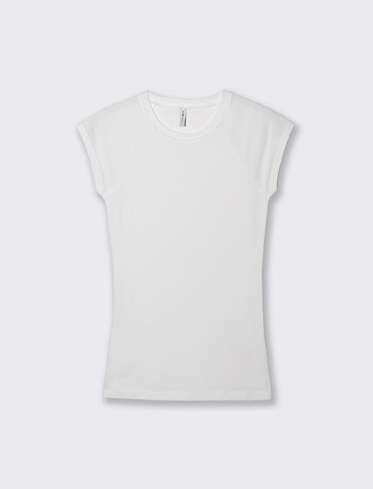 Slim Fit Basic Cotton Raglan T-Shirt - White
