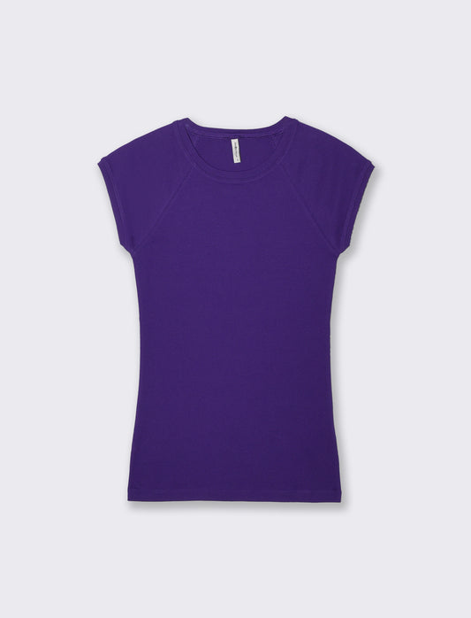 Slim Fit Basic Cotton Raglan T-Shirt - Purple