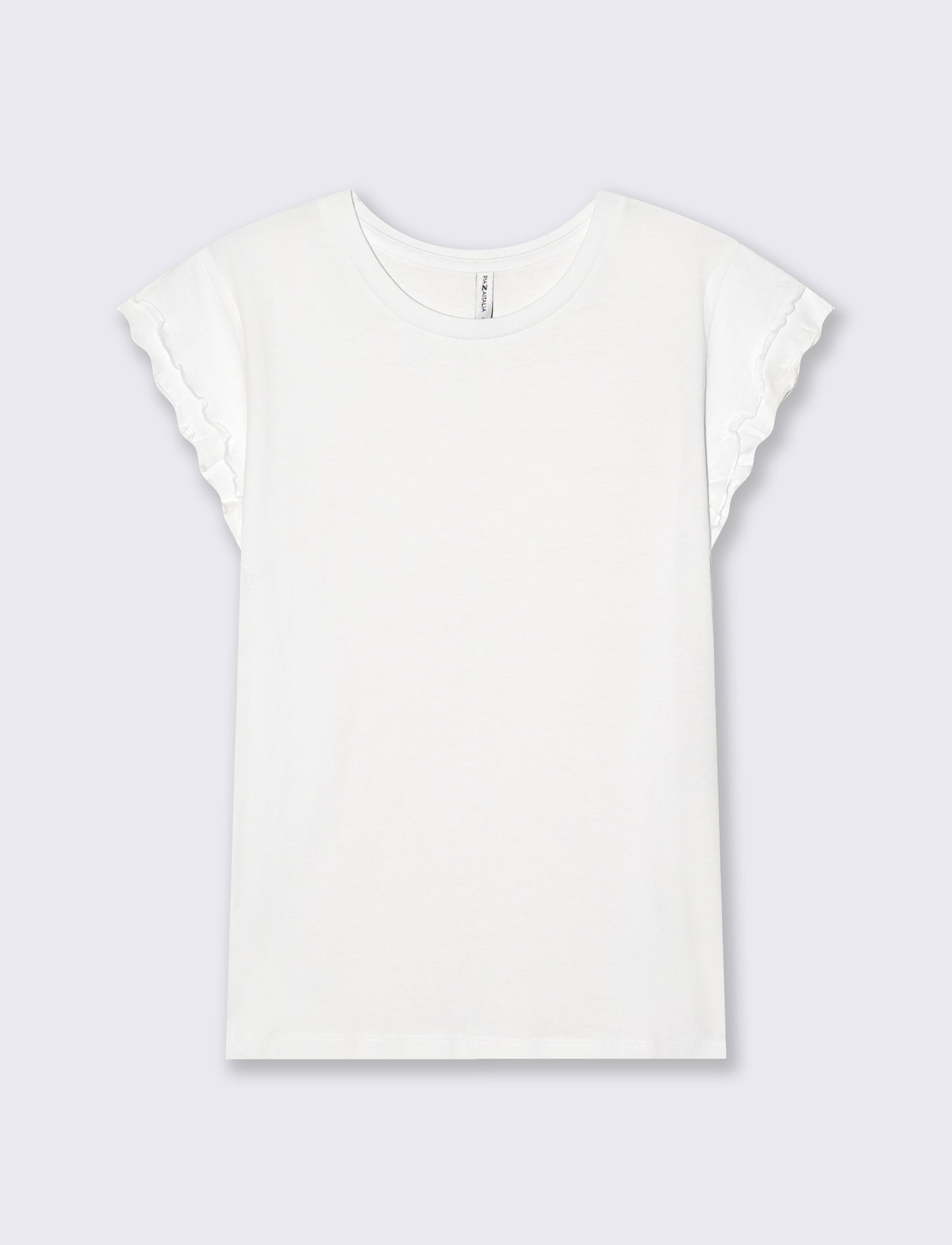 T-Shirt Mezza Manica con Rouches - Bianco