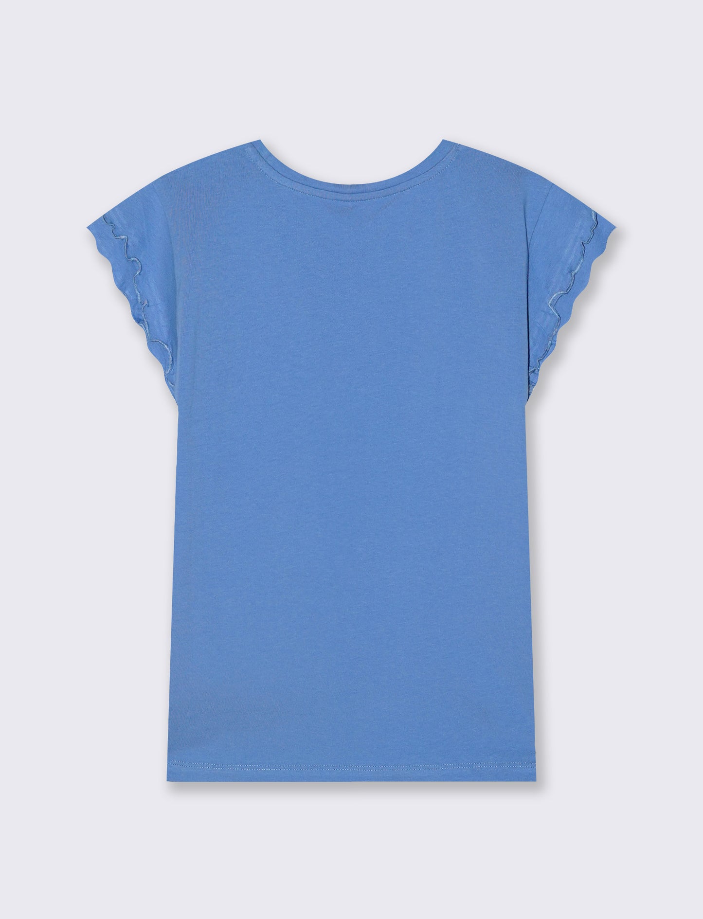 T-Shirt Mezza Manica con Rouches - Azzurro