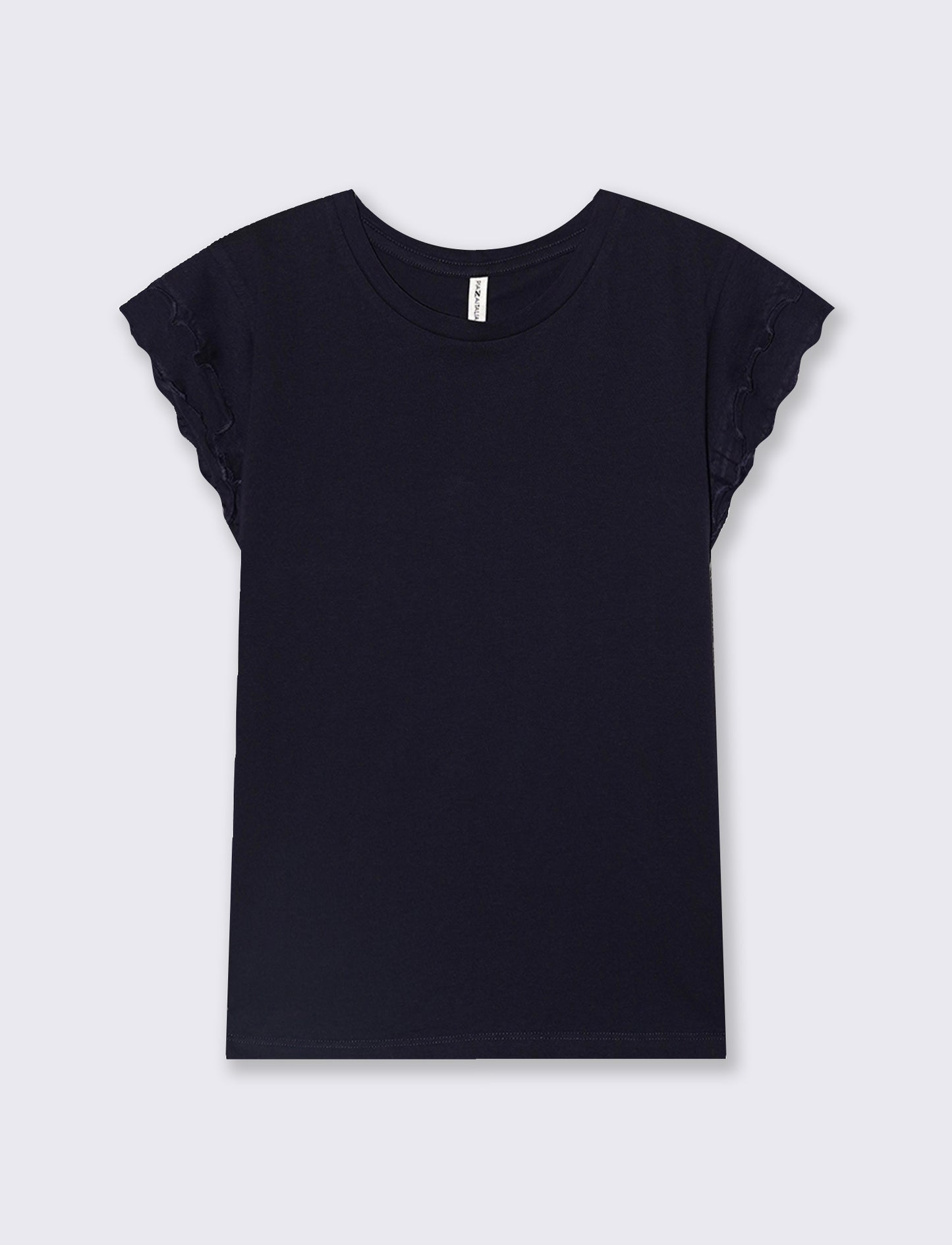 T-Shirt Mezza Manica con Rouches - Blu