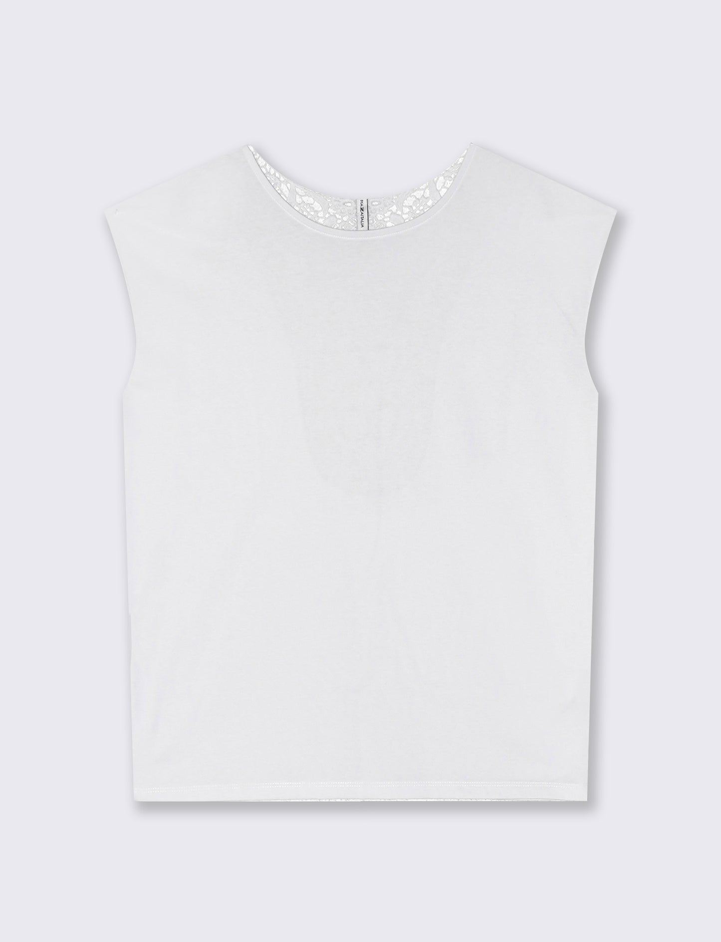 T-Shirt in Cotone con Inserto in Crochet - Bianco