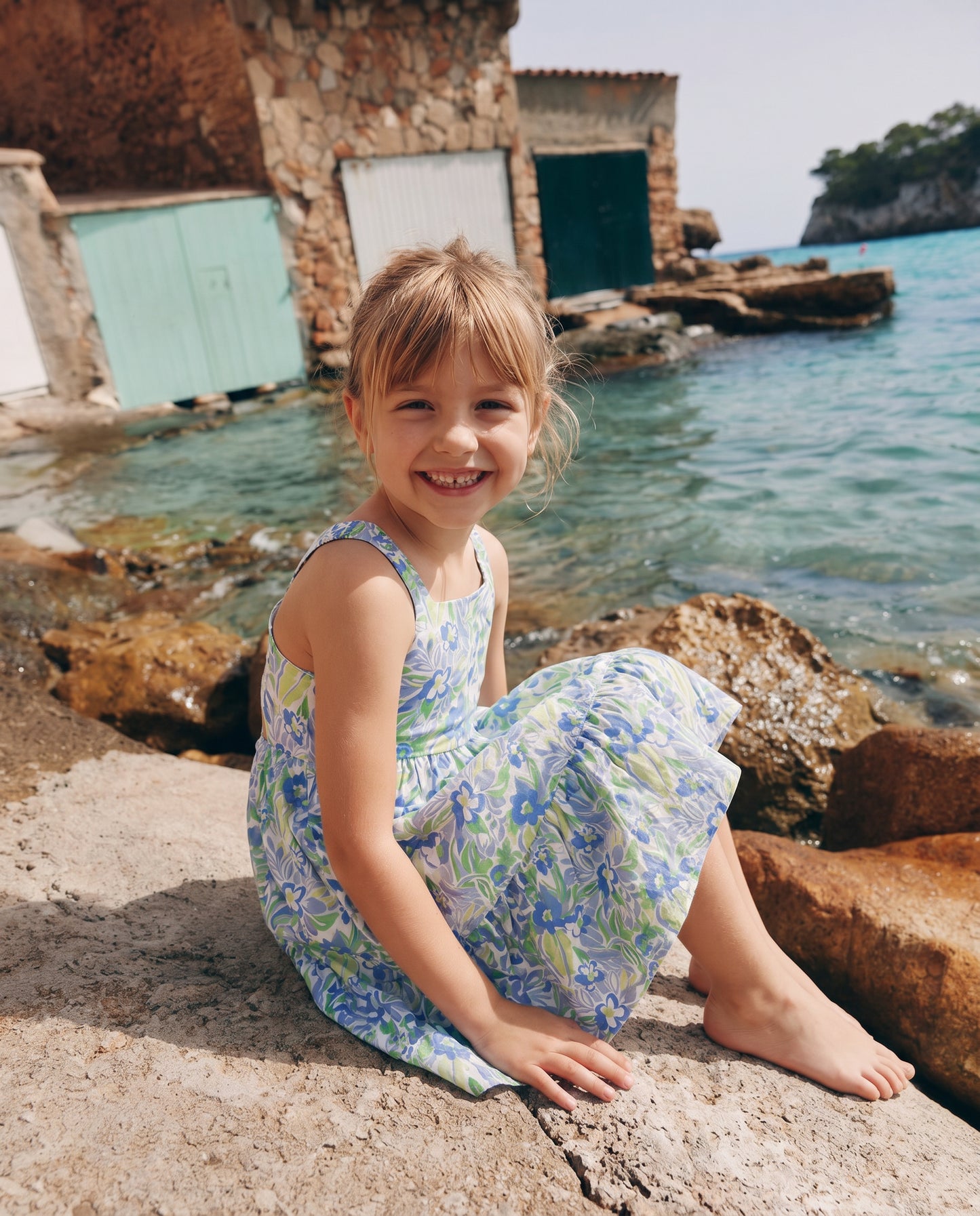 Abito da bambina in fresco cotone - Verde