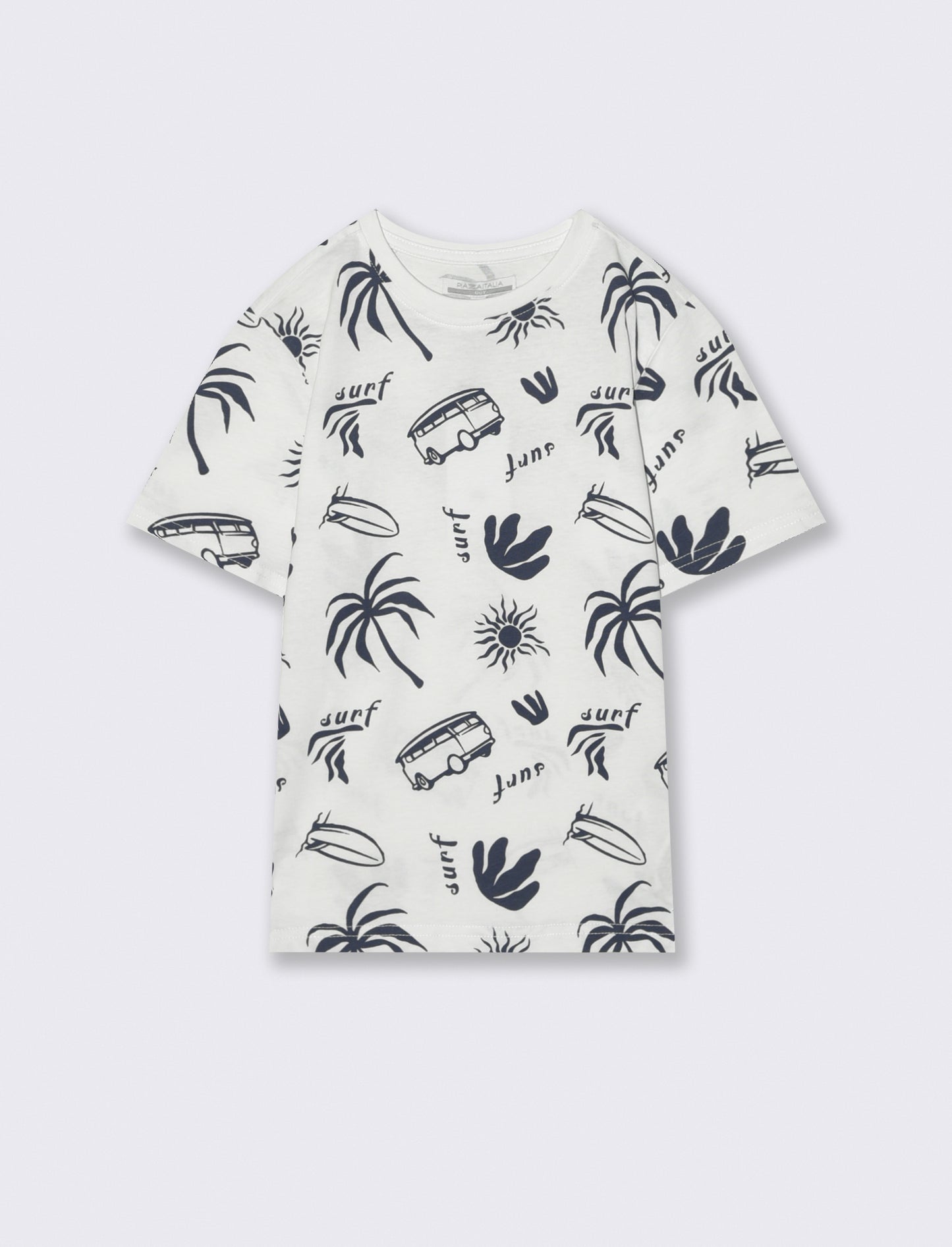 T-shirt in cotone con stampe beach - Bianco