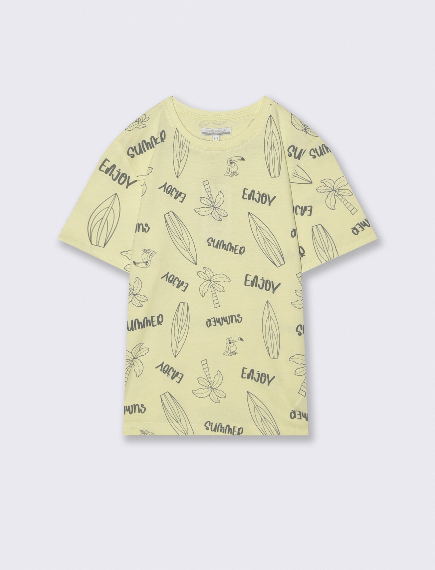 T-shirt in cotone con stampe beach - Giallo