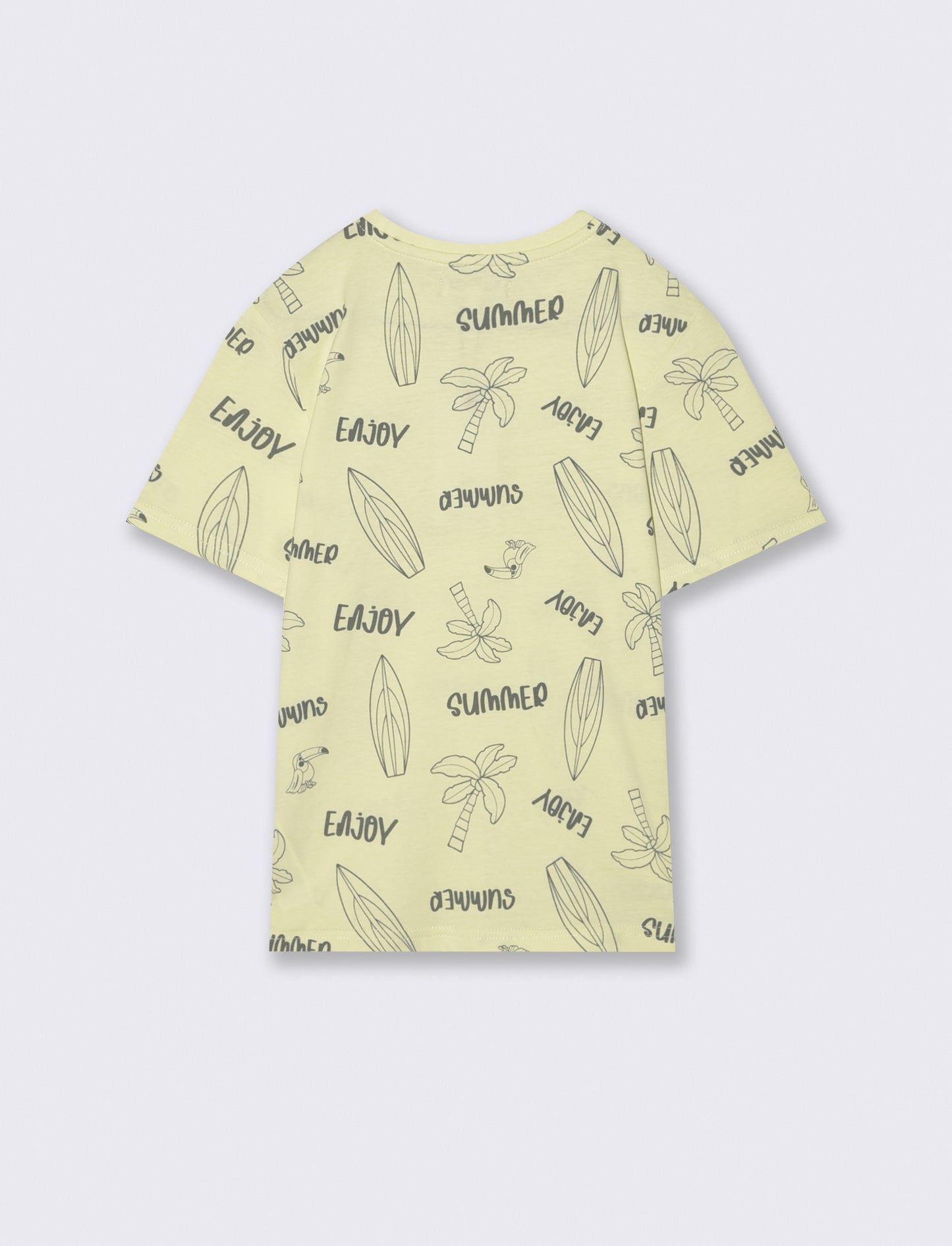 T-shirt in cotone con stampe beach - Giallo