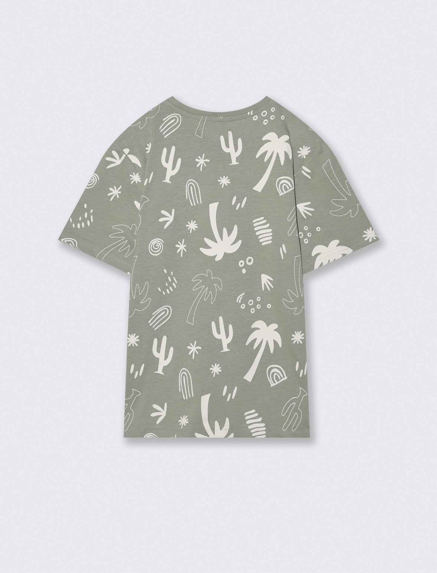 T-shirt in cotone con stampe beach - Verde salvia