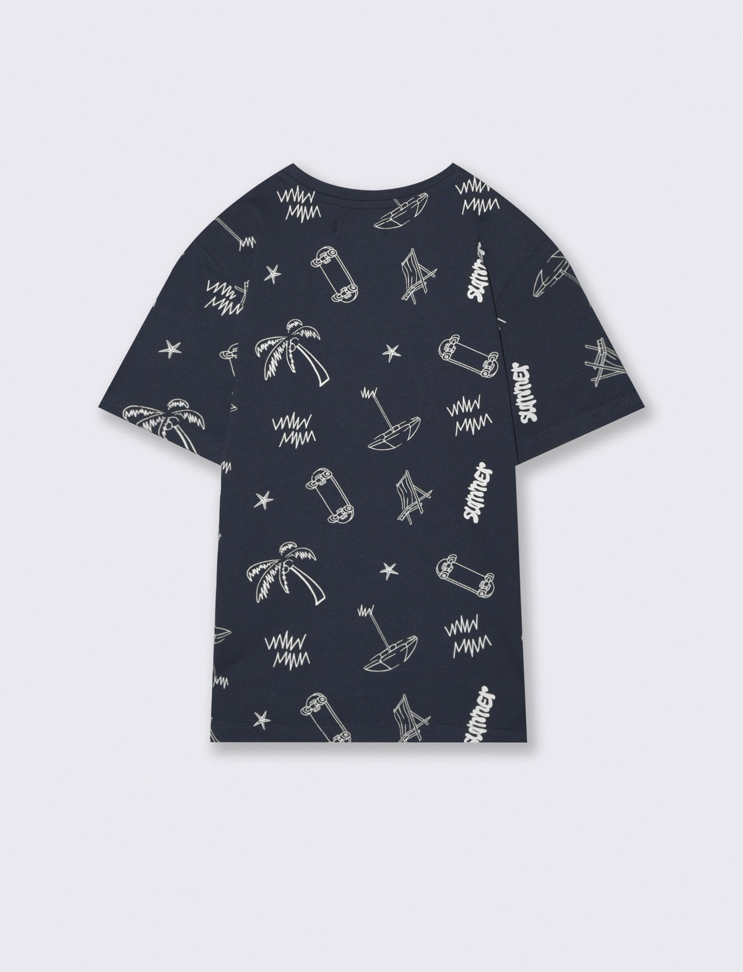 T-shirt in cotone con stampe beach - Blu