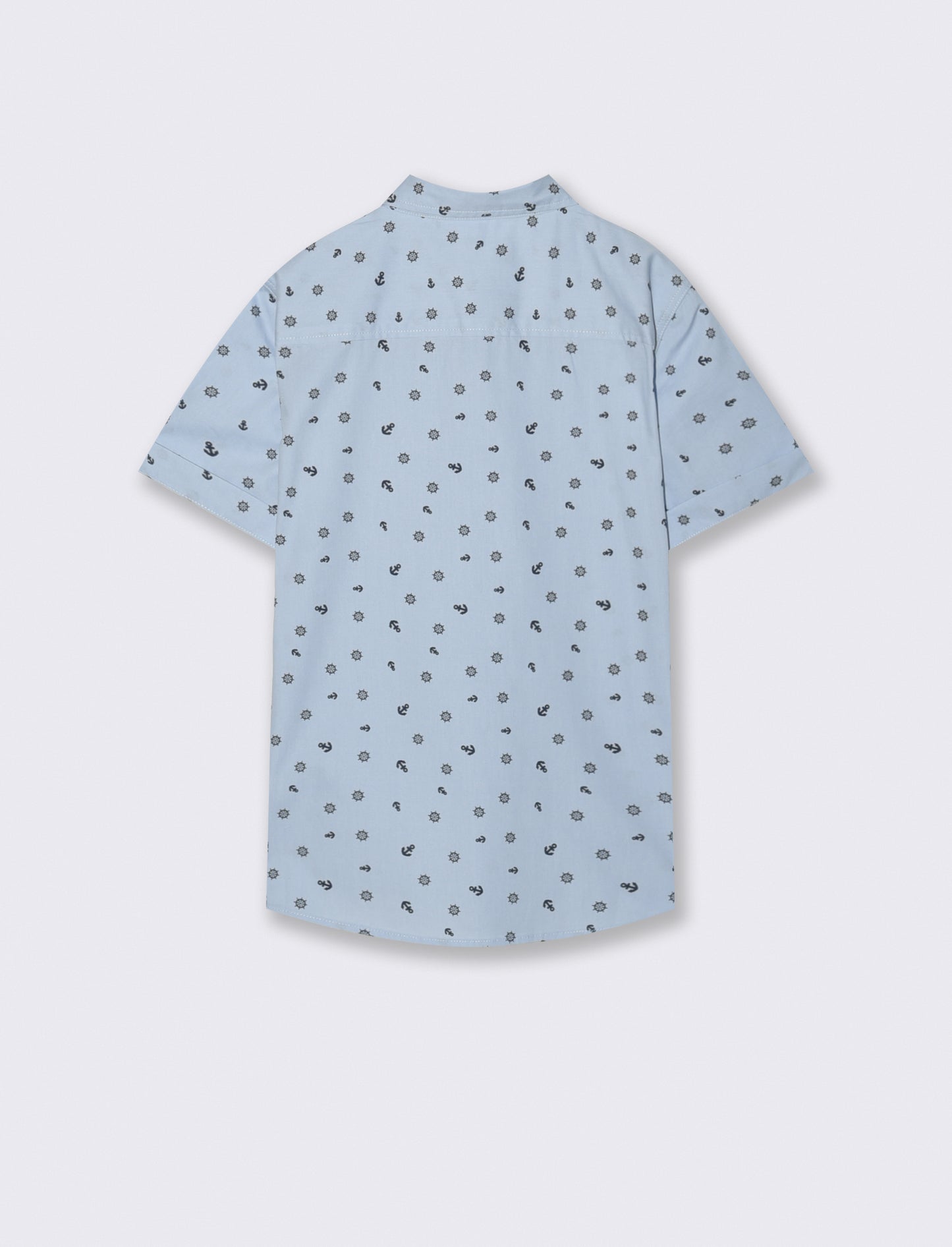 Camicia mezza manica micro-stampa cotone - Azzurro