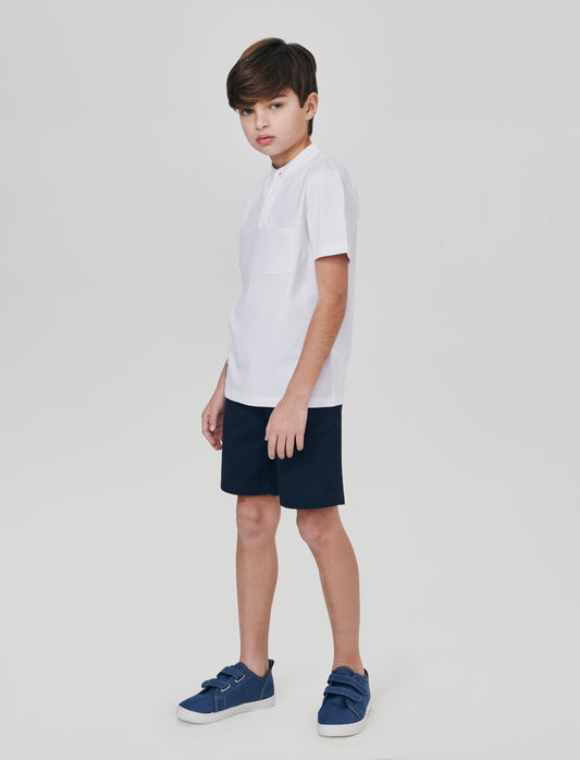 Bermuda in cotone tinta unita regular fit - Blu