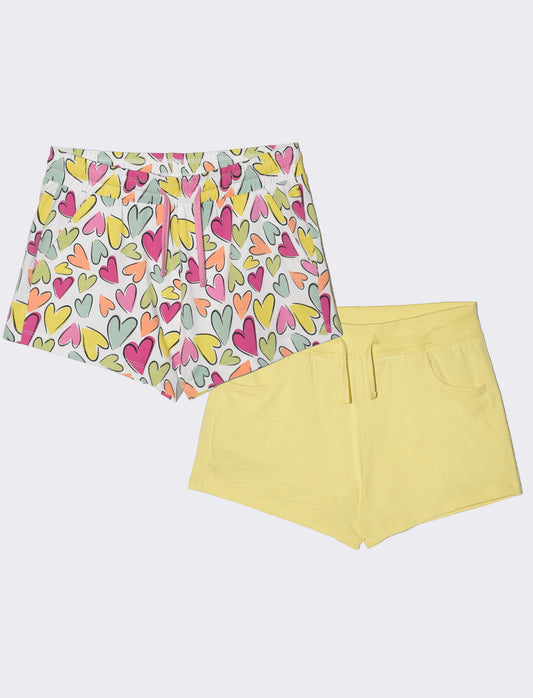 Short 2 pack in jersey con tasche - Giallo