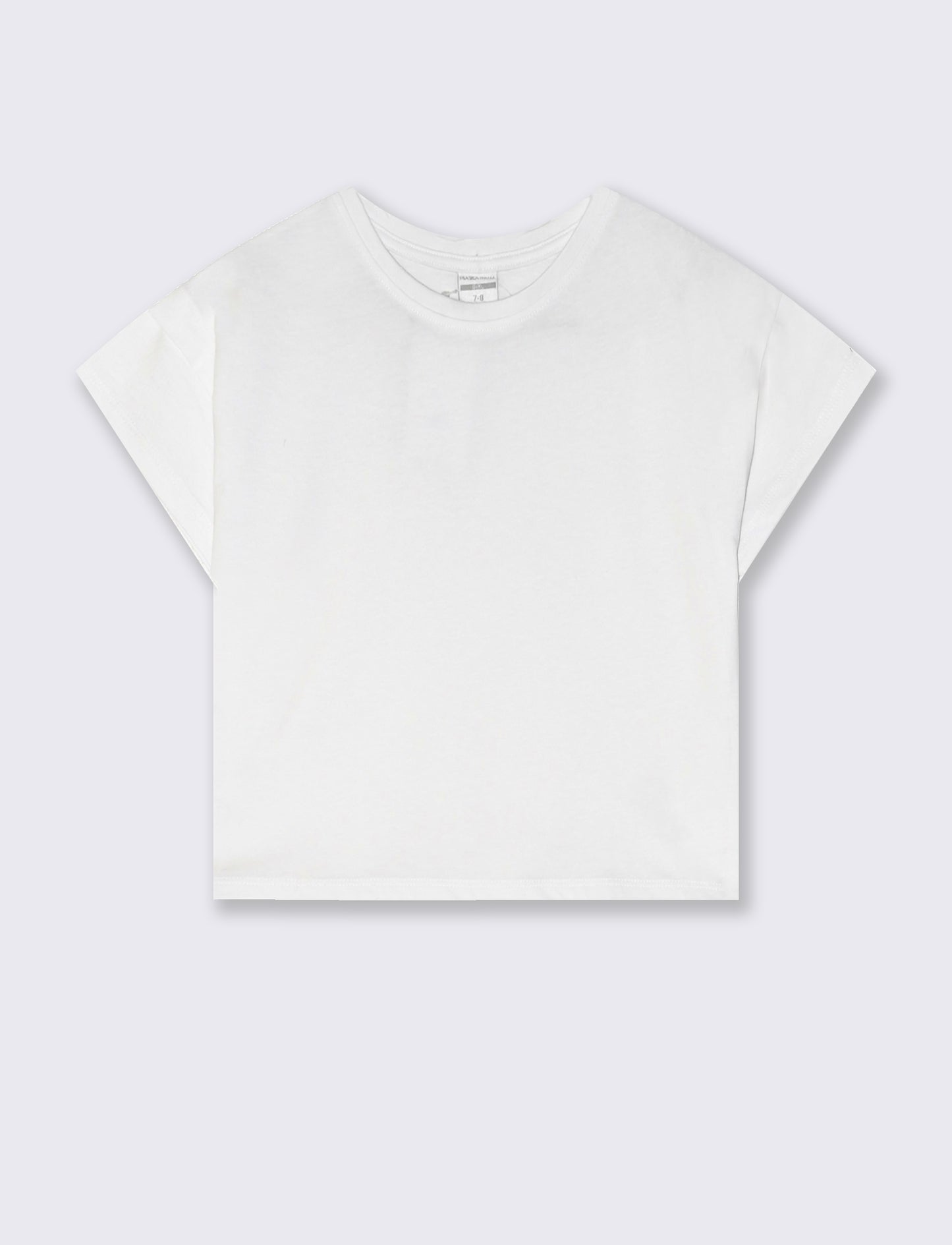 T-shirt mezza manica in cotone con piega - Bianco