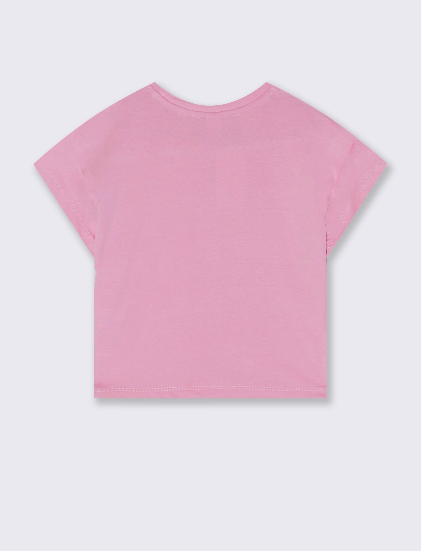 T-shirt mezza manica in cotone con piega - Rosa
