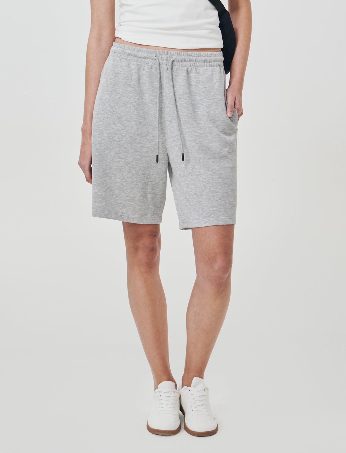 Bermuda con Elastico e Coulisse - Grigio chiaro mel.