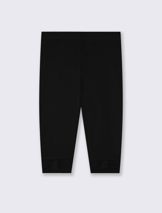 Leggings 3/4 da bambina con fiocco - Nero