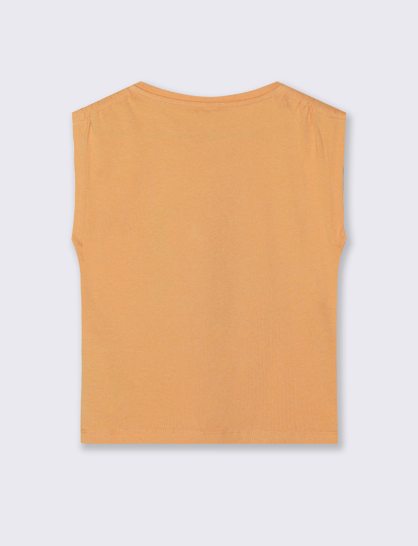 T-shirt giromanica bambina con arriccio - Pesca