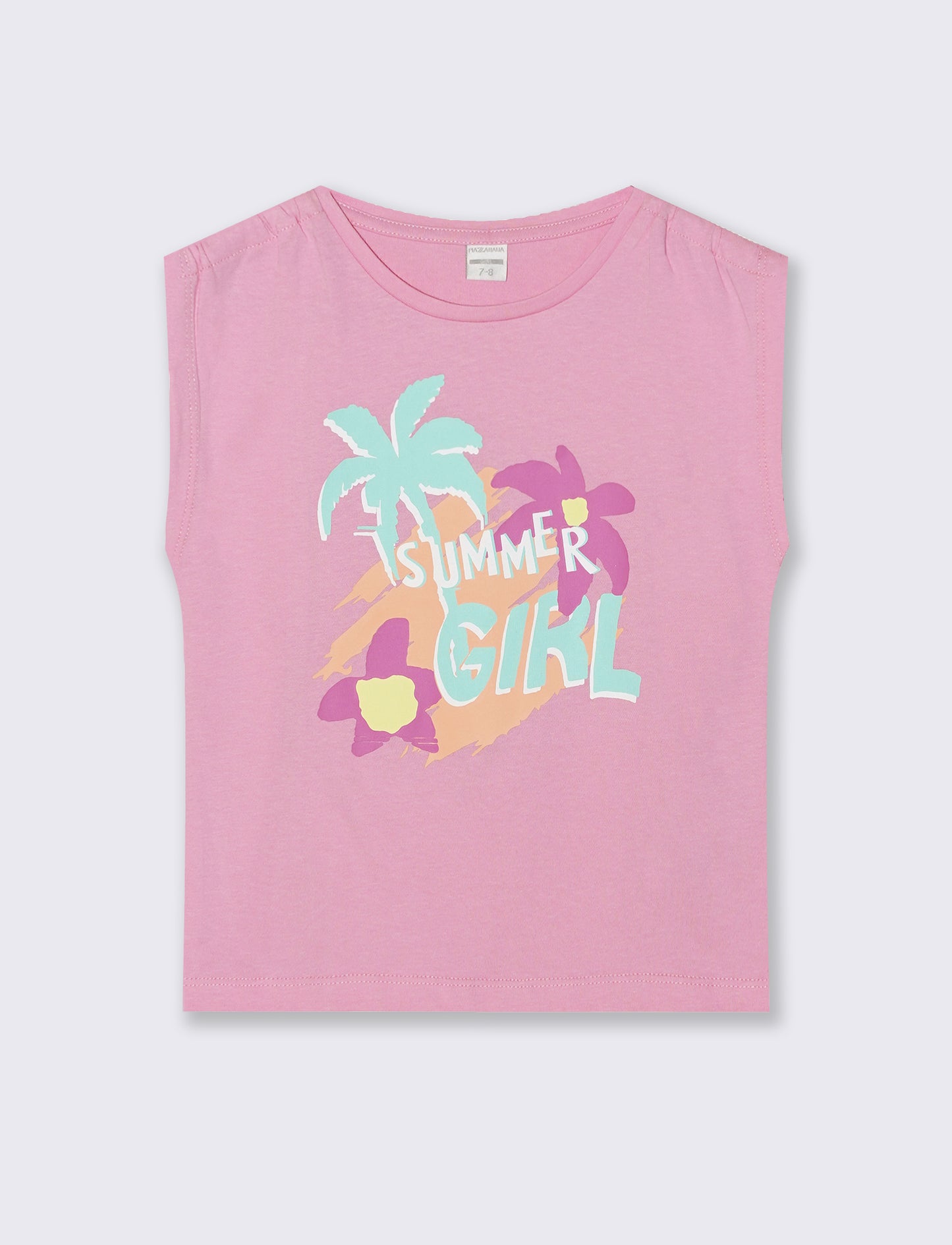 T-shirt giromanica bambina con arriccio - Rosa