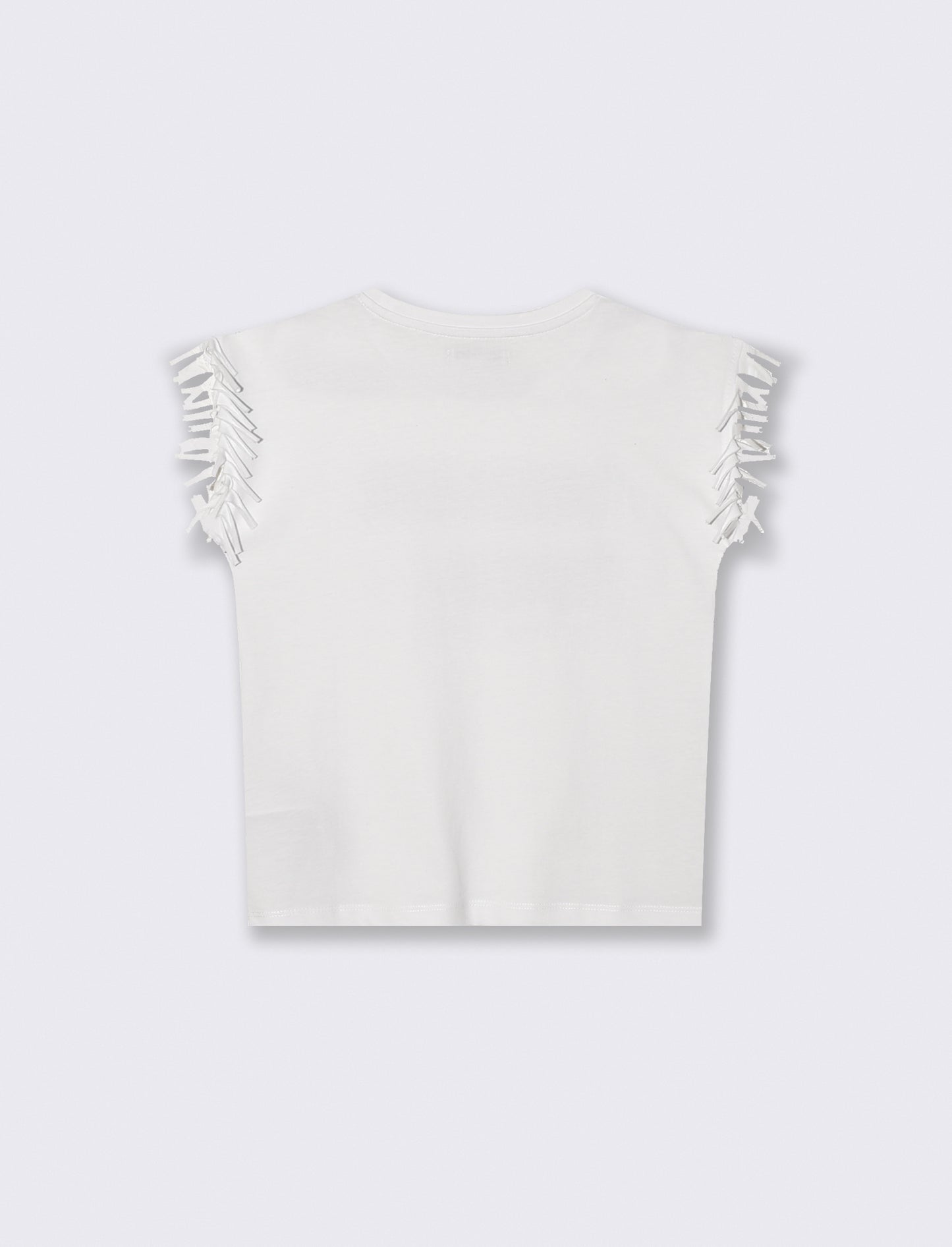 T-shirt con frange e paillettes da bambina - Bianco