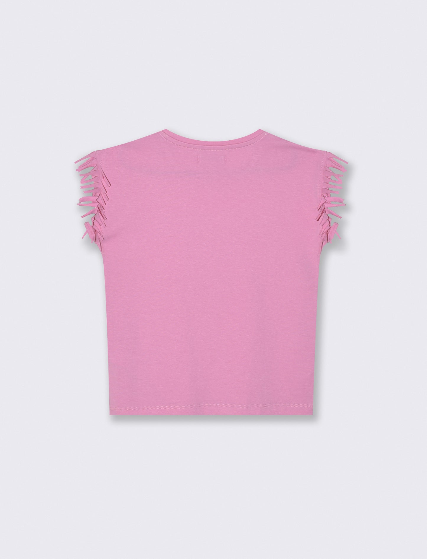Fringed T-shirt with sequins for girls - Pink