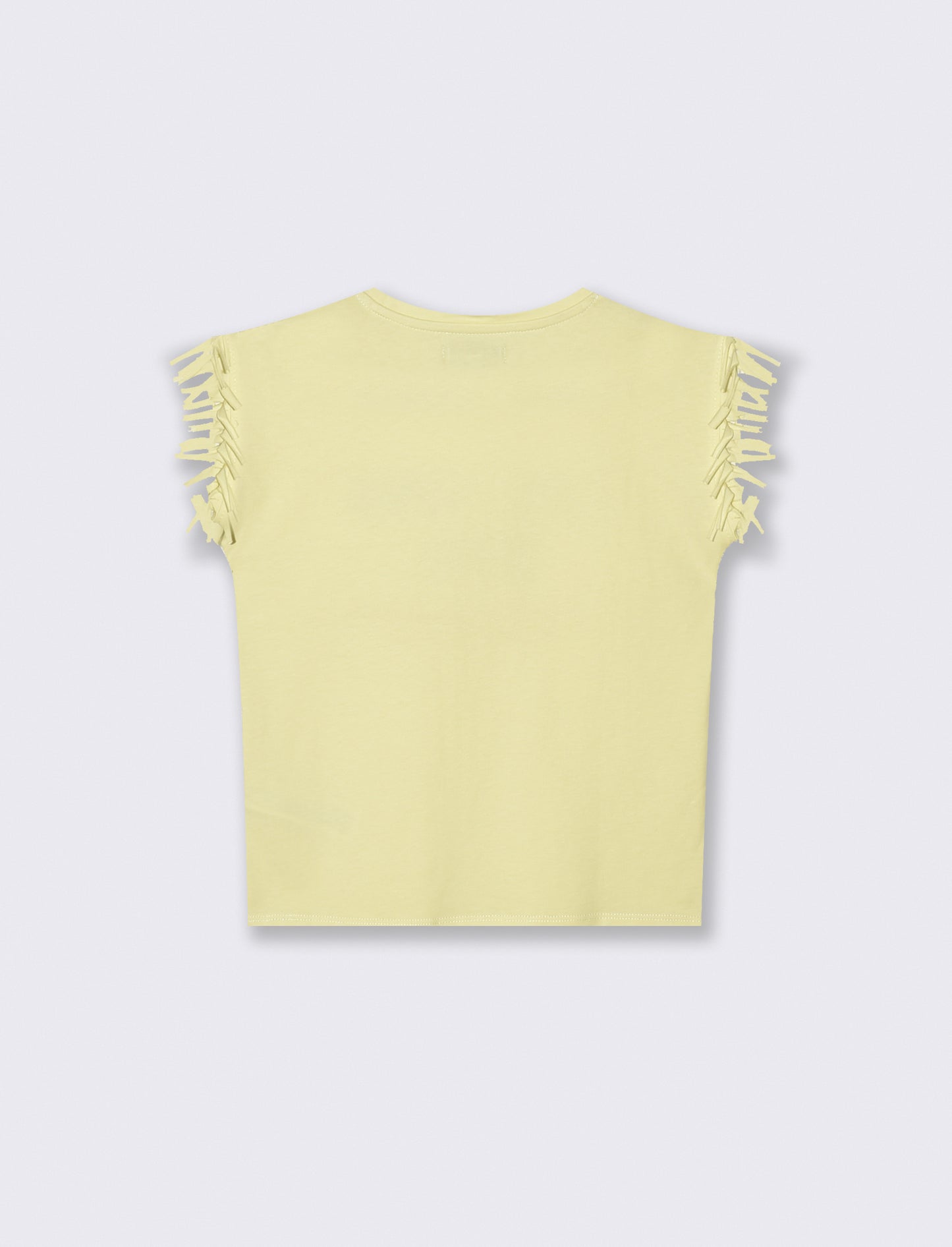 Fringed T-shirt with sequins for girls - Yellow