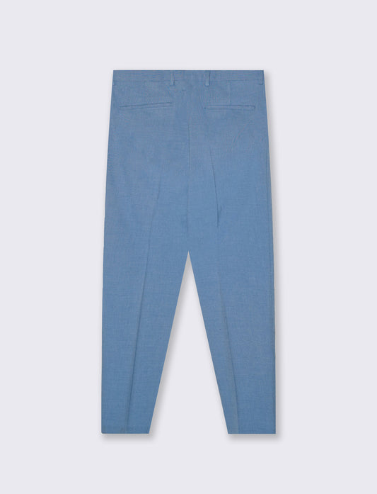 Pantalone Completo Tessuto Dobby Melange - Celeste
