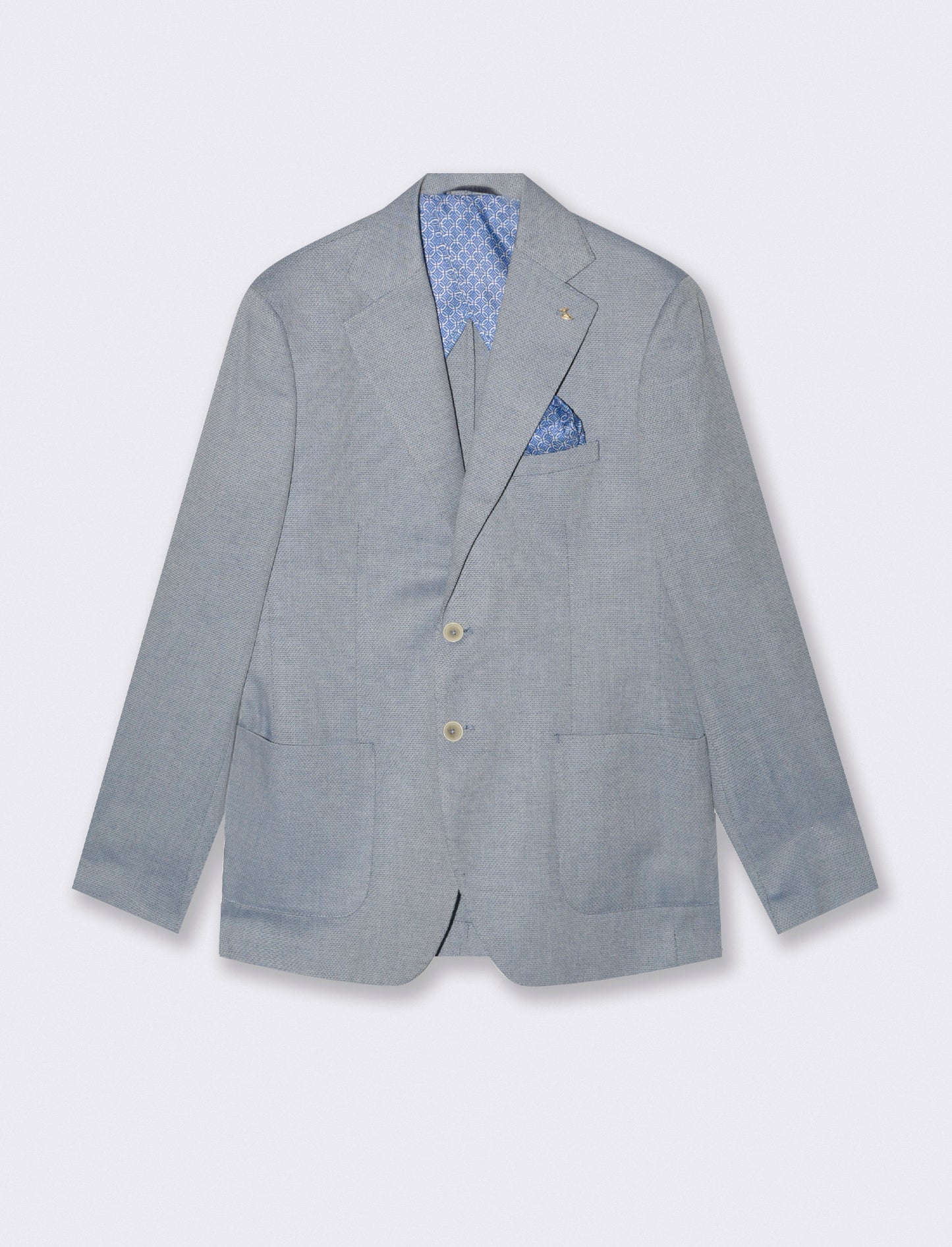 Oxford Blazer with Notched Collar - Sky blue