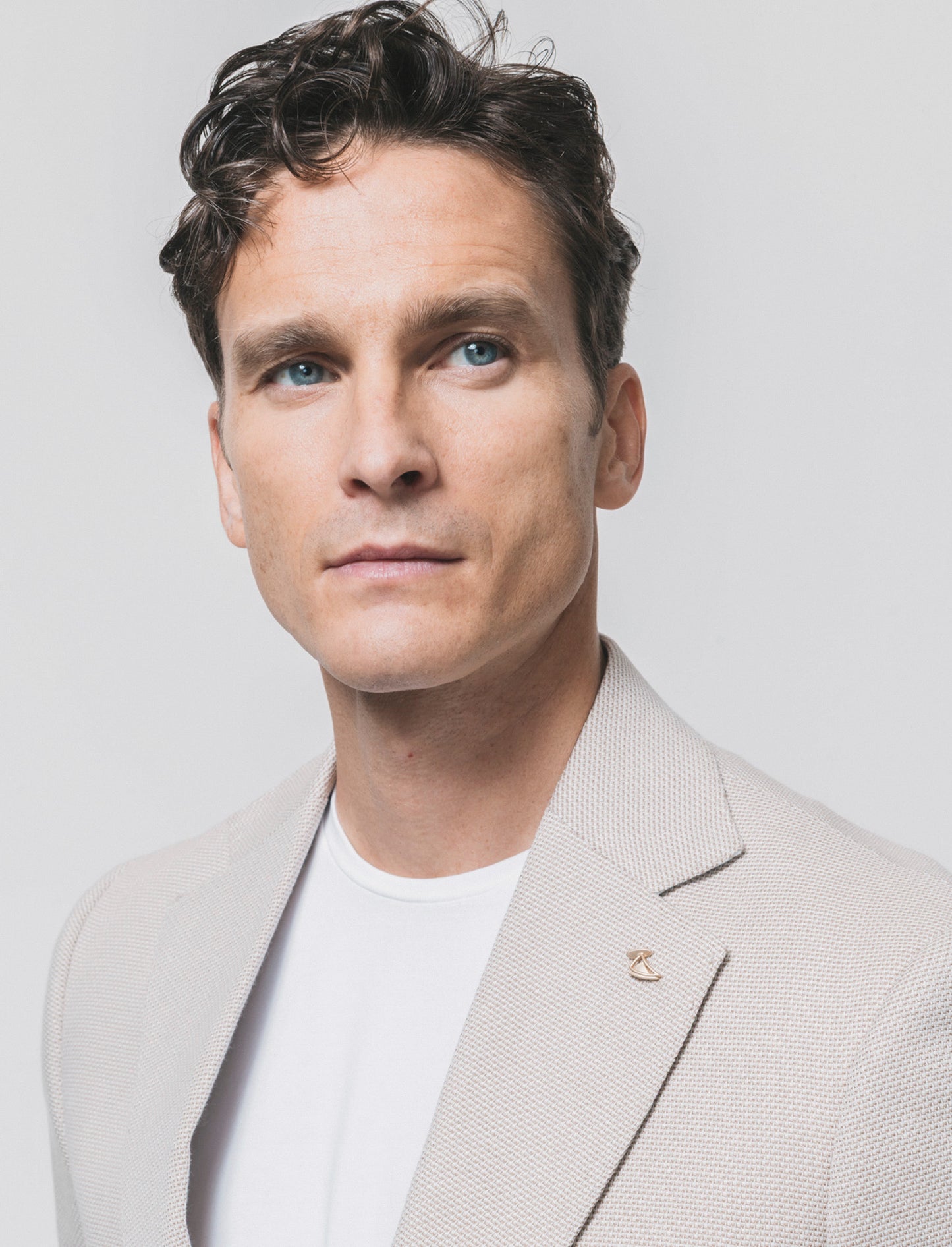 Oxford Blazer with Notched Collar - Beige
