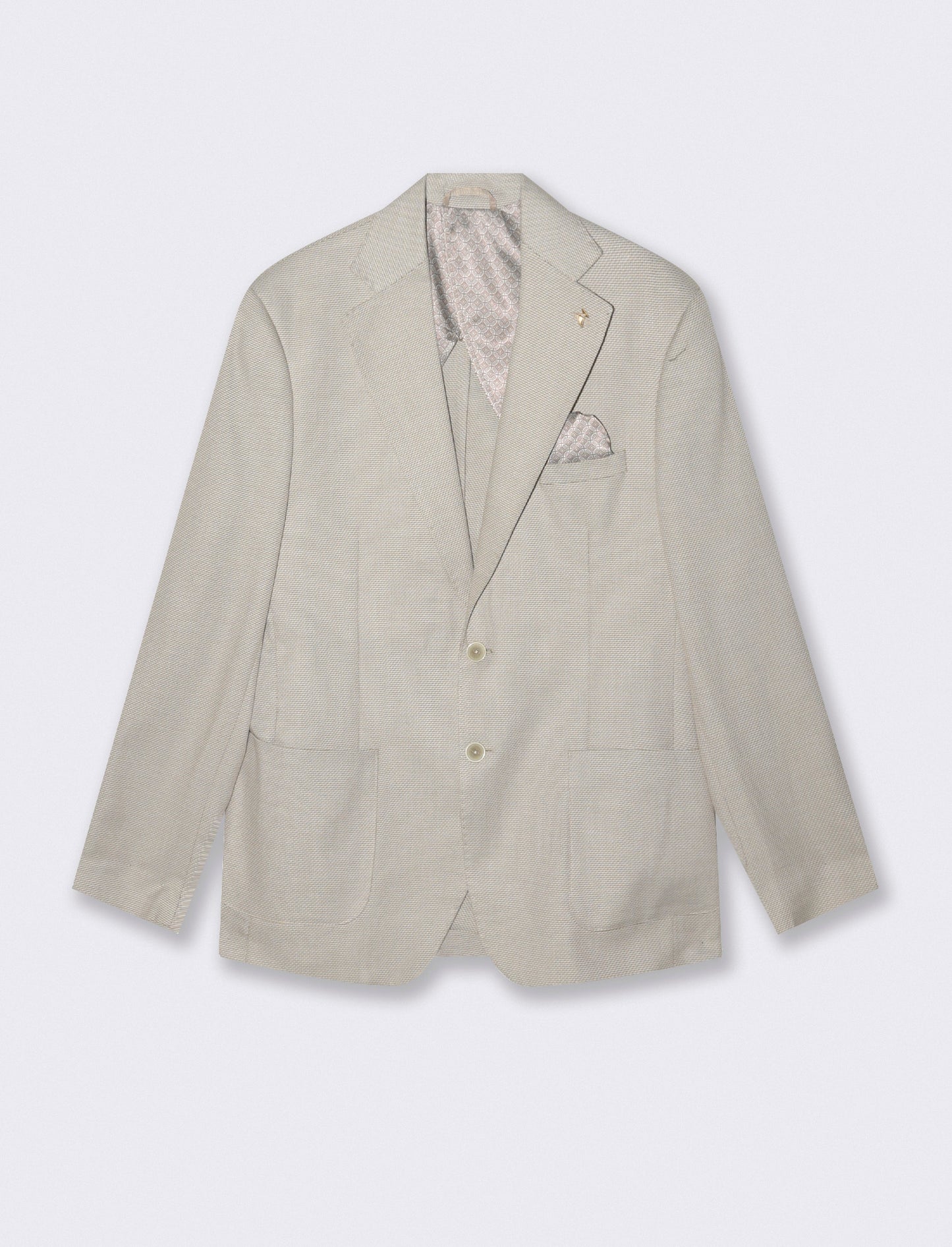 Oxford Blazer with Notched Collar - Beige