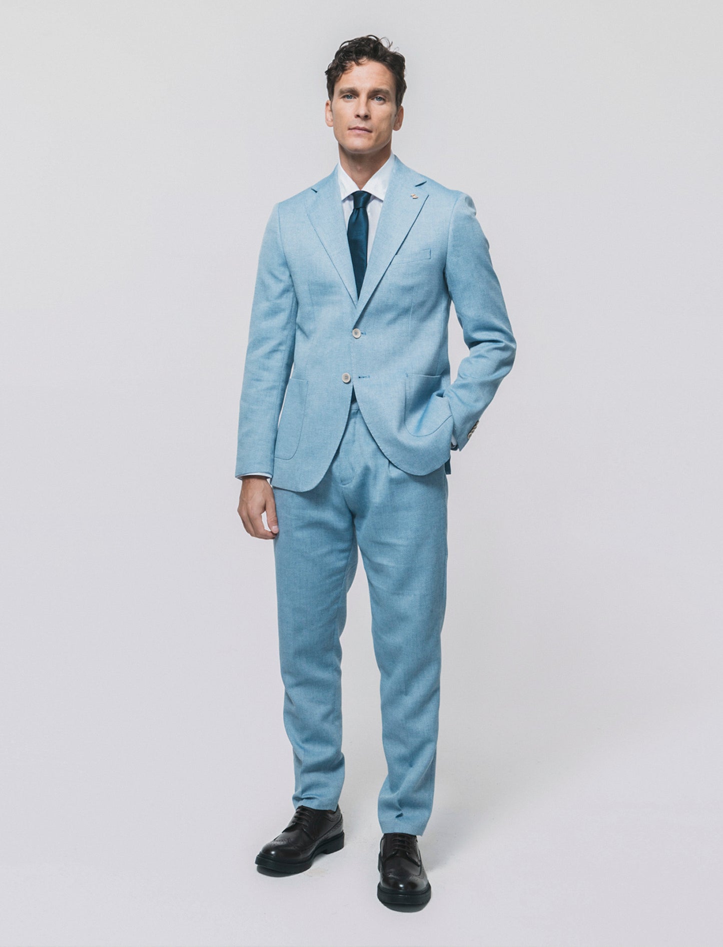 Pantaloni Oxford Formal Fit con Tasche - Celeste