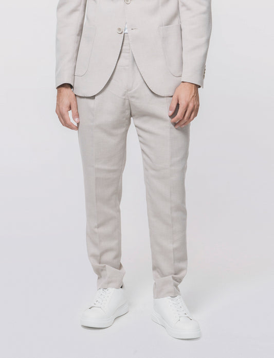Pantaloni Oxford Formal Fit con Tasche - Beige