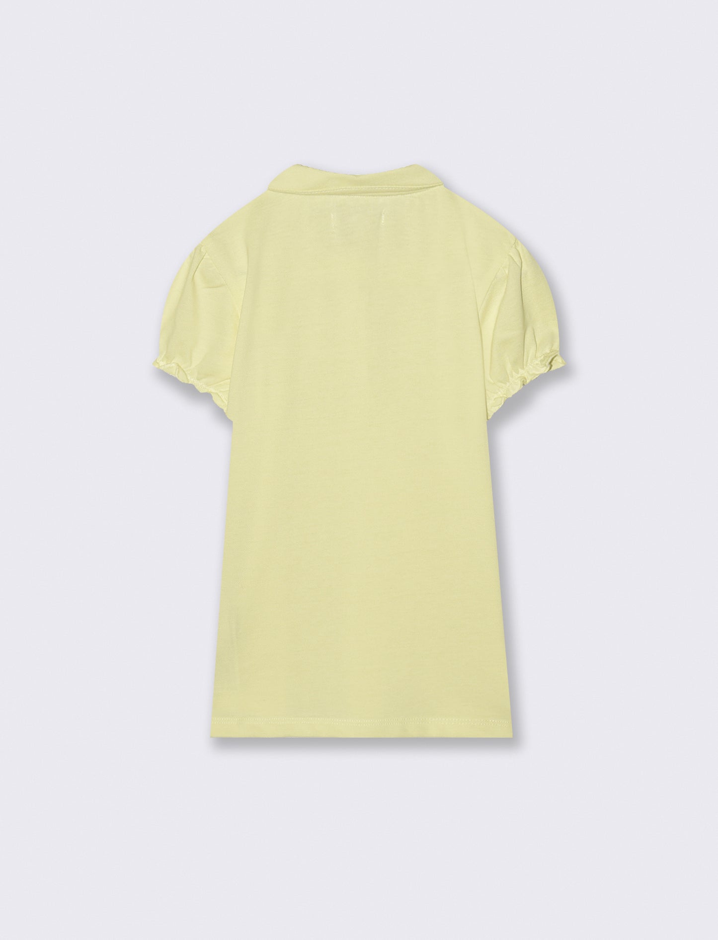 T-shirt polo cotone bambina con maniche arricciate - Giallo