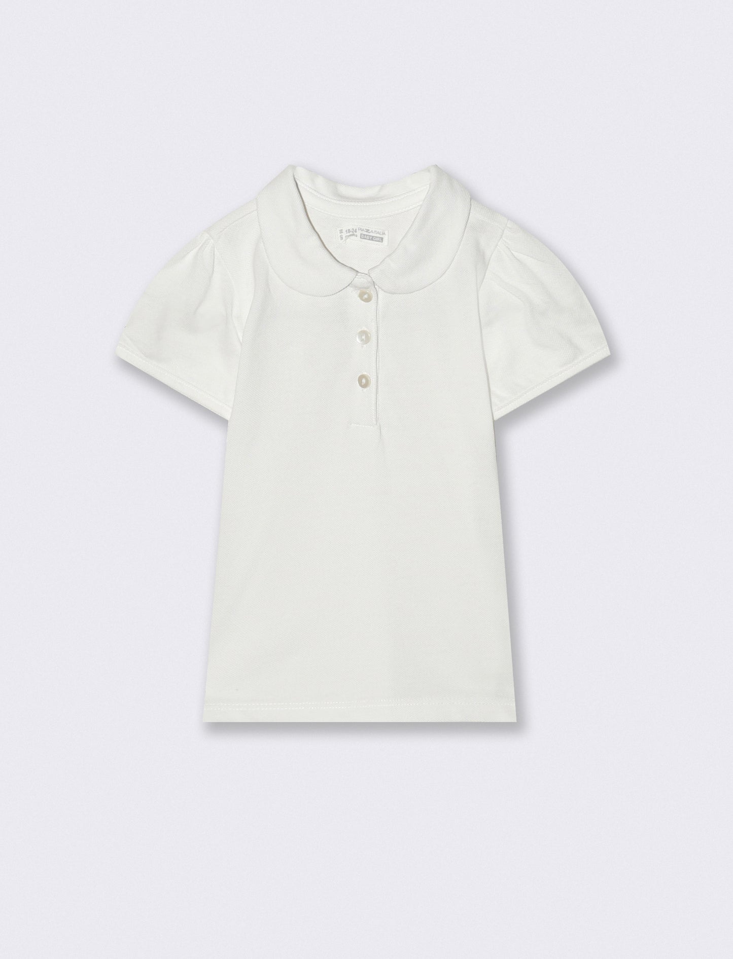 T-shirt polo in piquet con colletto - Bianco