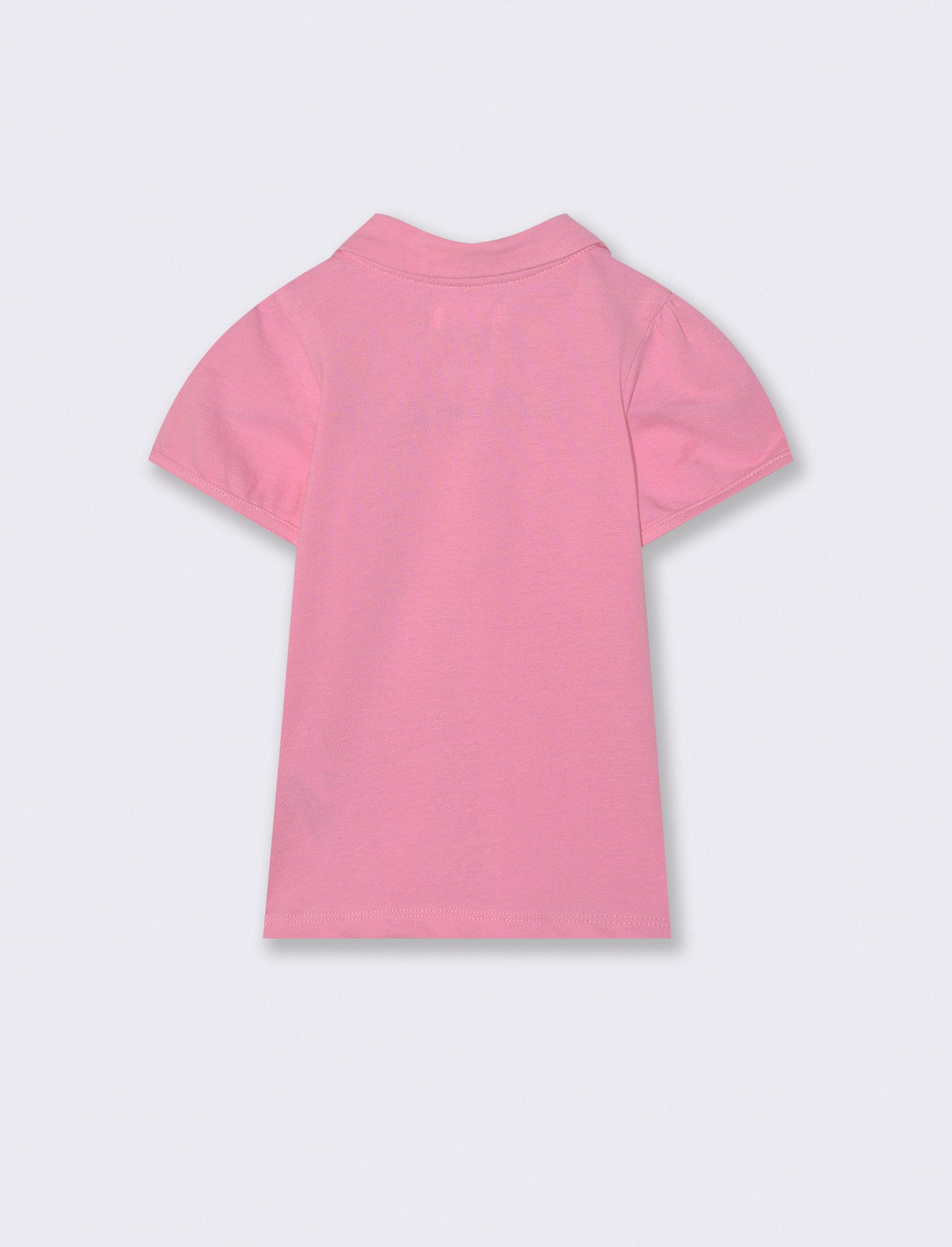 T-shirt polo in piquet con colletto - Rosa