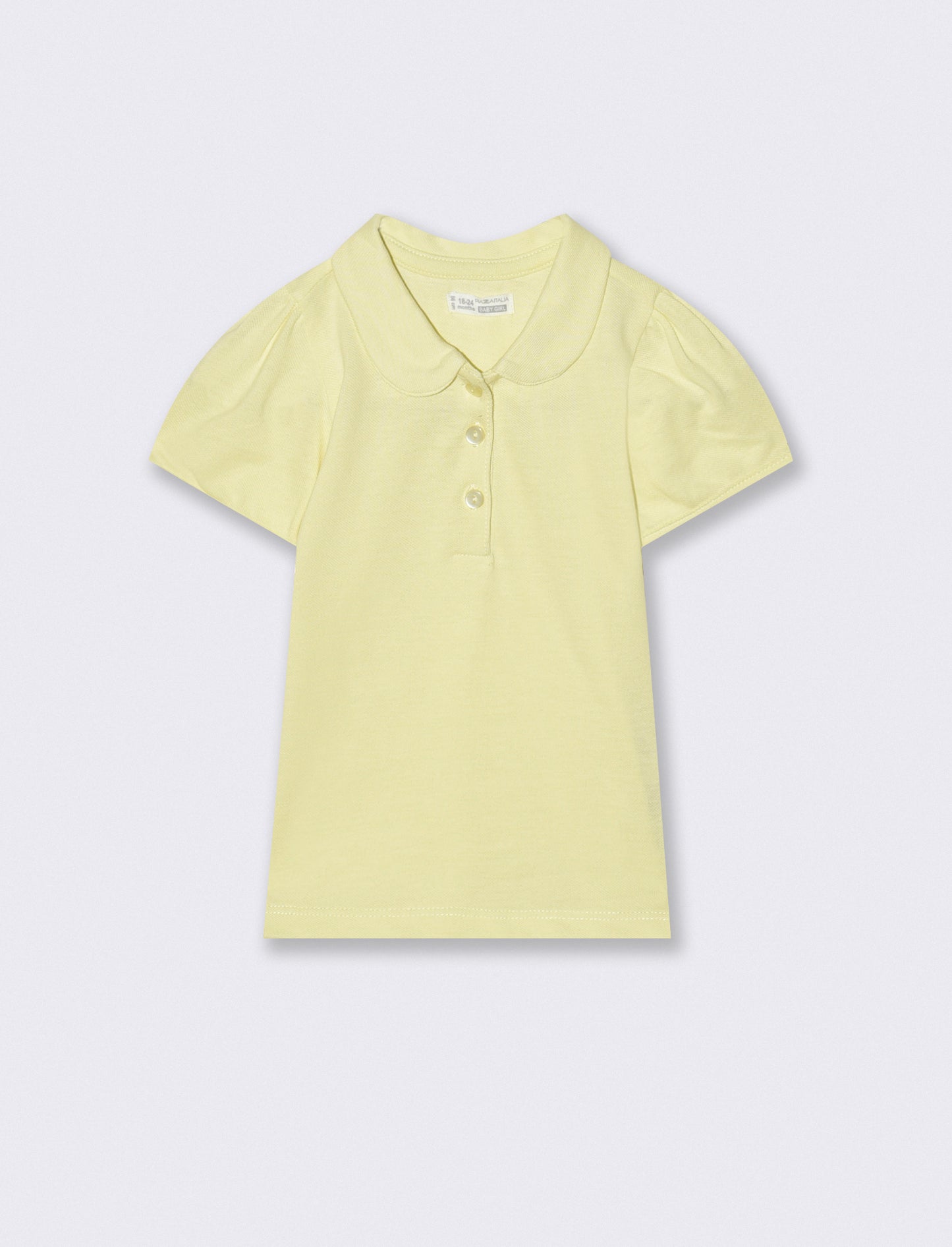 T-shirt polo in piquet con colletto - Giallo