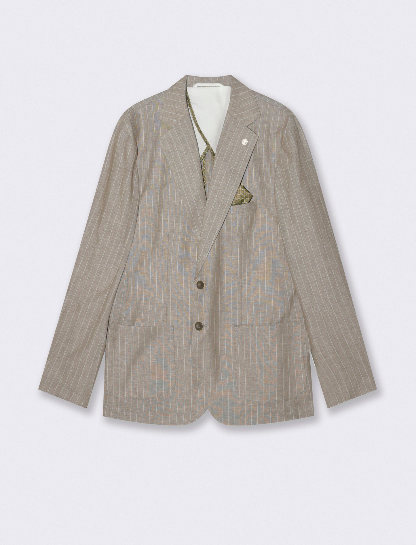 Striped linen blend formal fit blazer - Beige