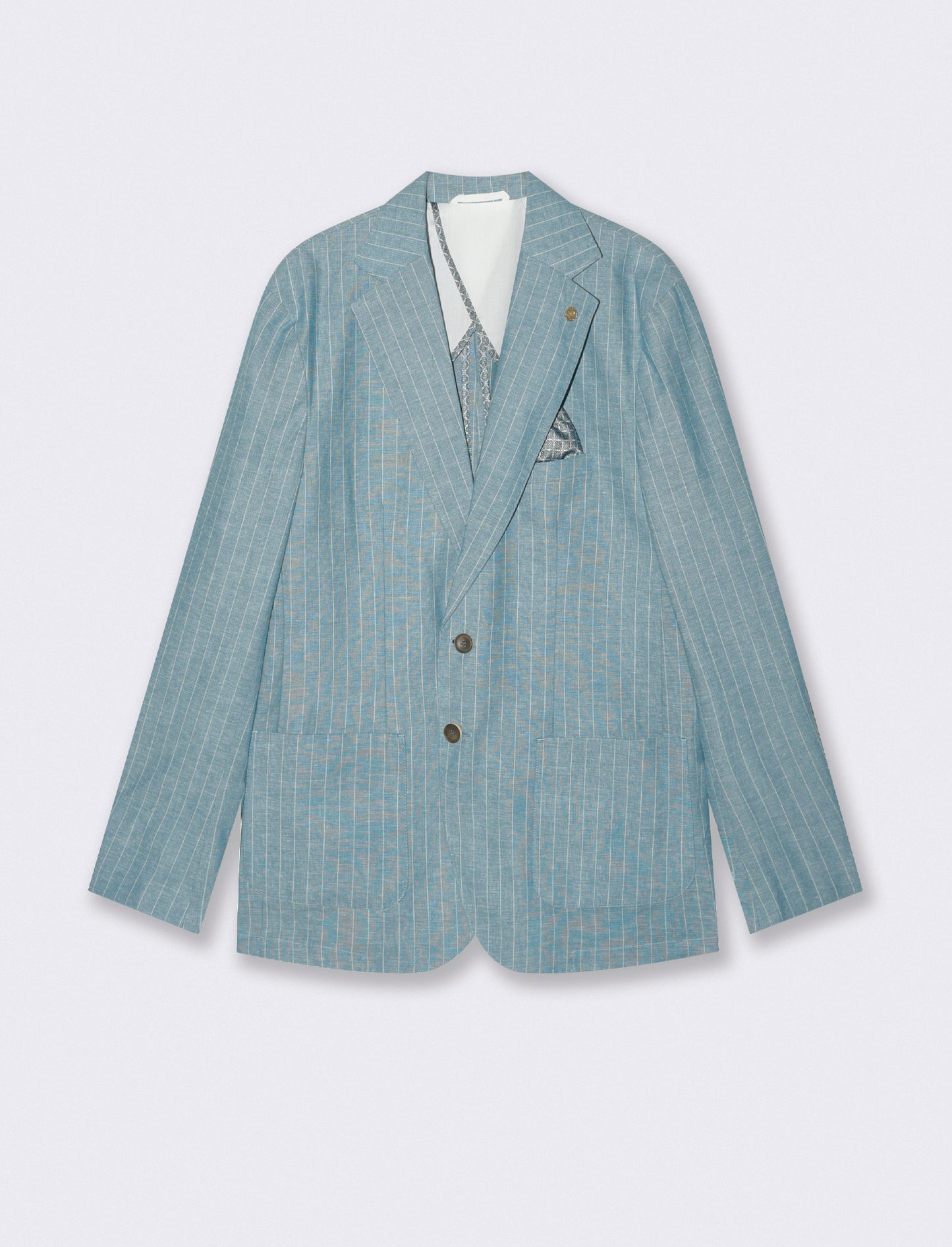Striped linen blend formal fit blazer - Green