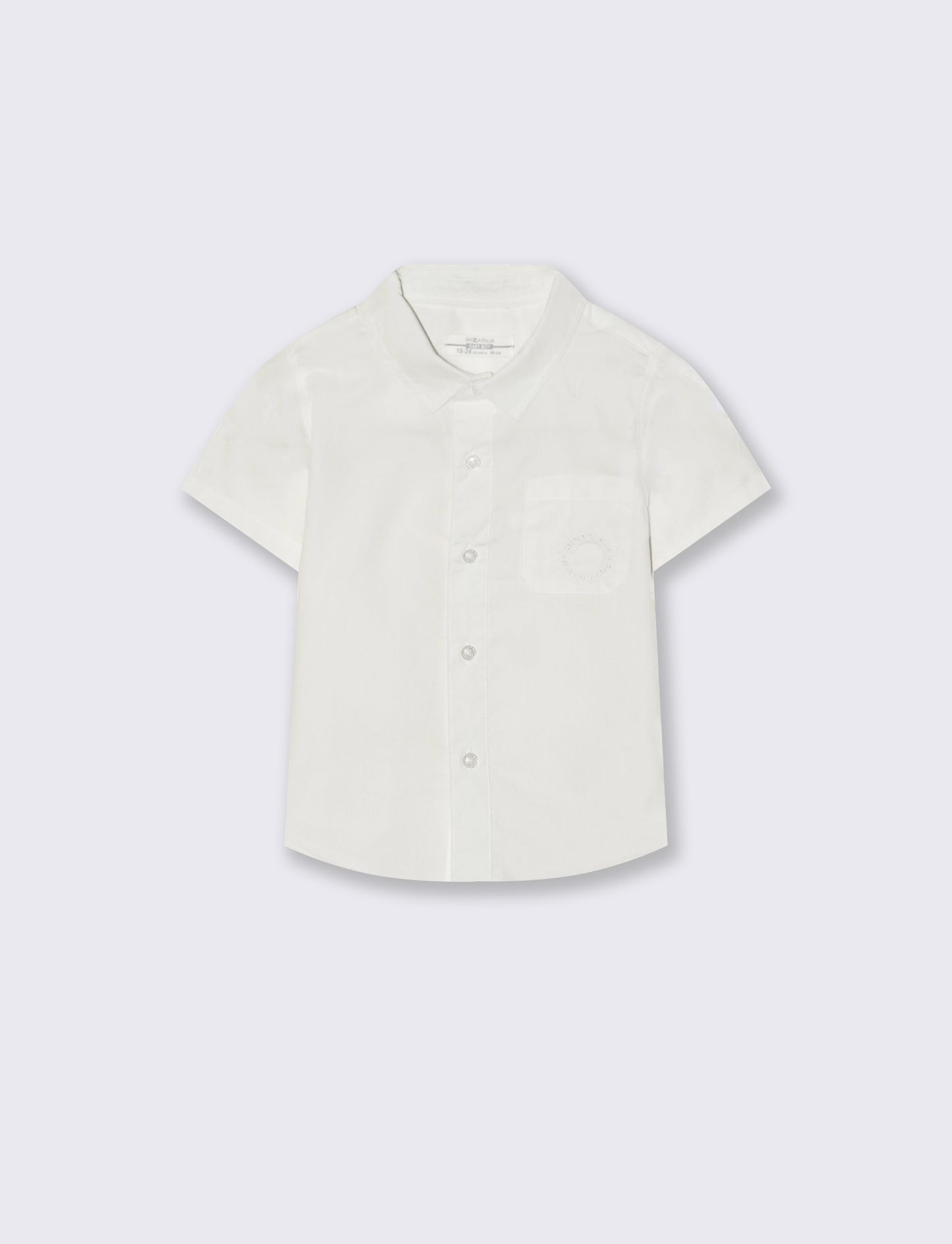 Camicia manica corta con taschino e ricamo - Bianco