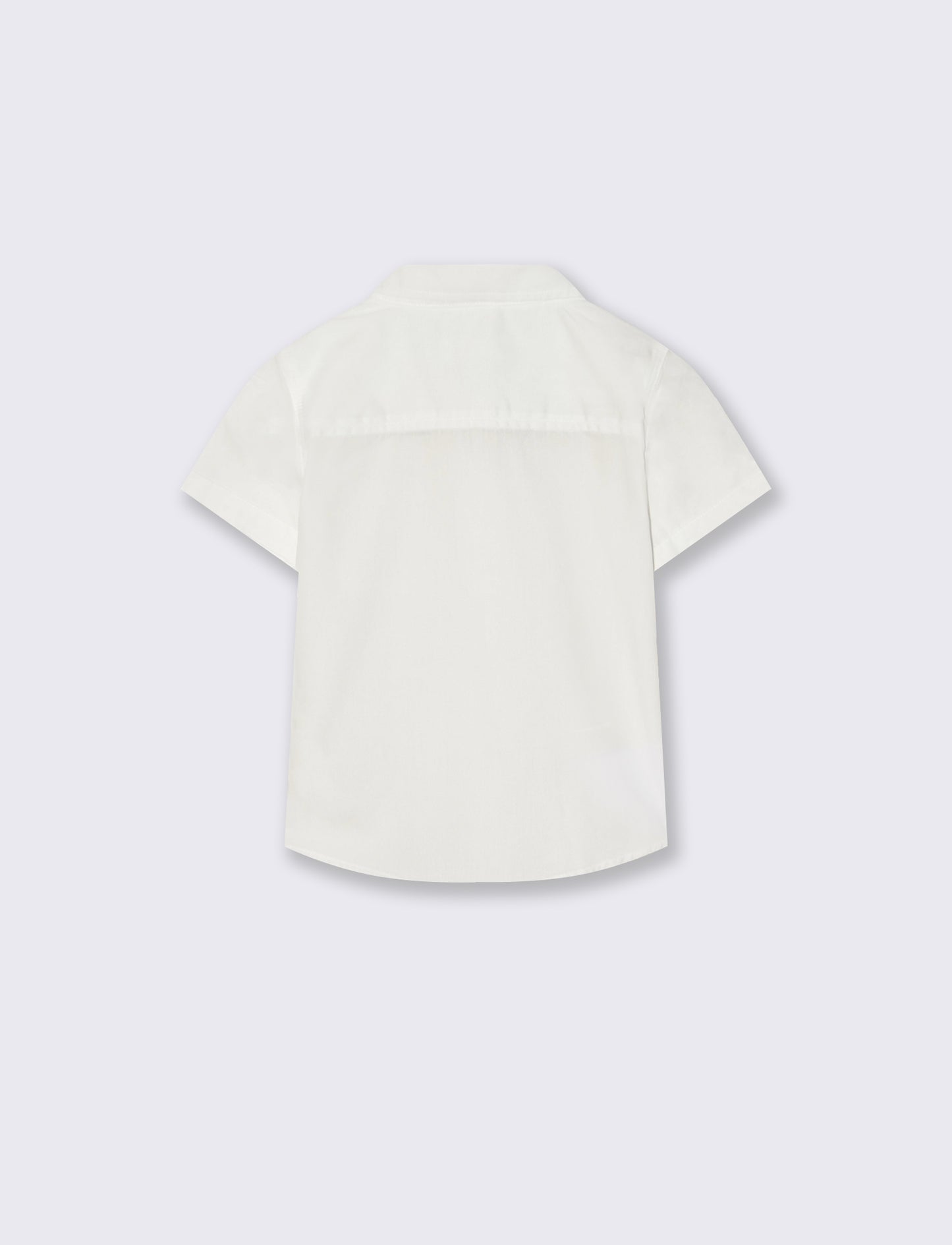 Camicia manica corta con taschino e ricamo - Bianco