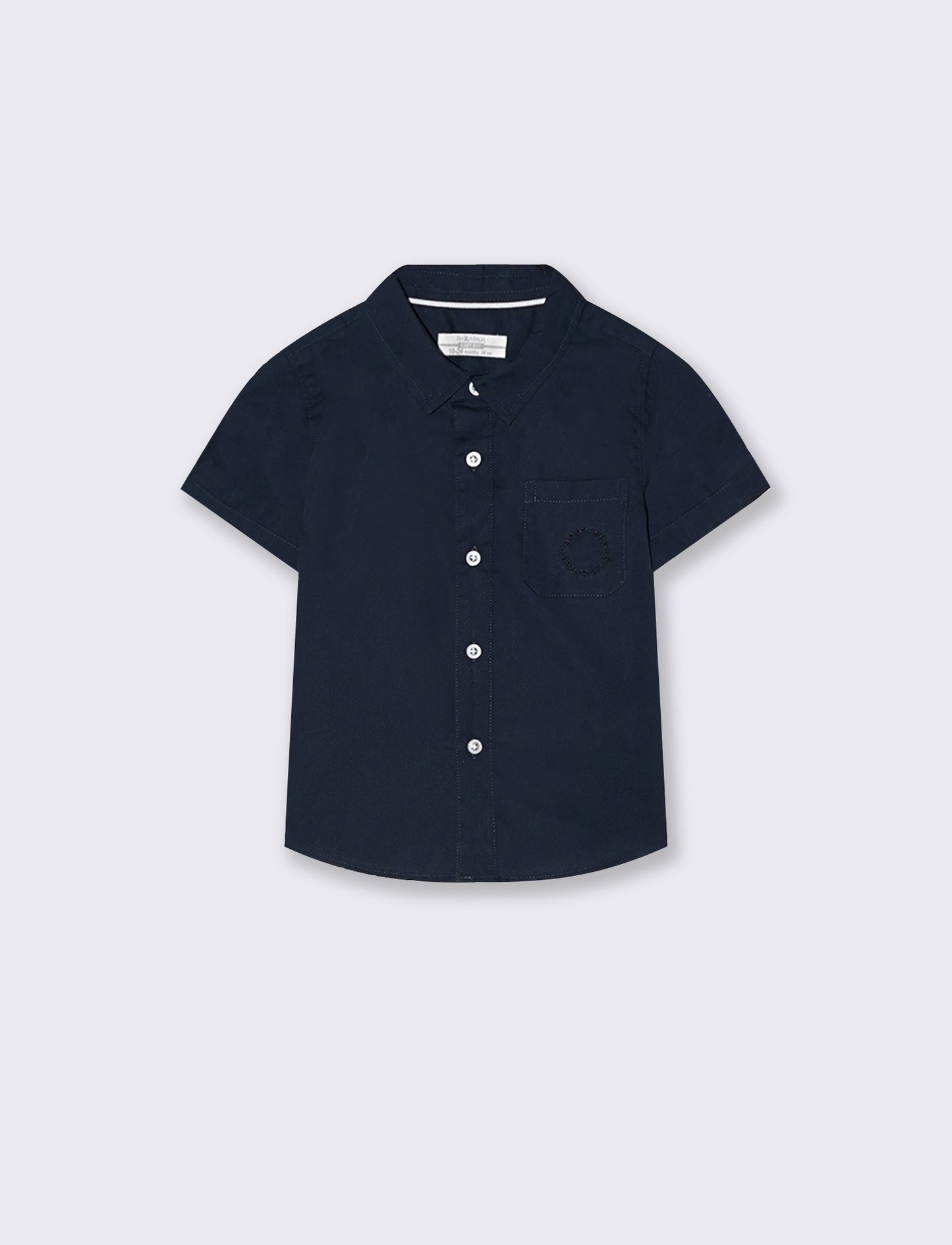Short Sleeve Shirt with Pocket and Embroidery - Blue