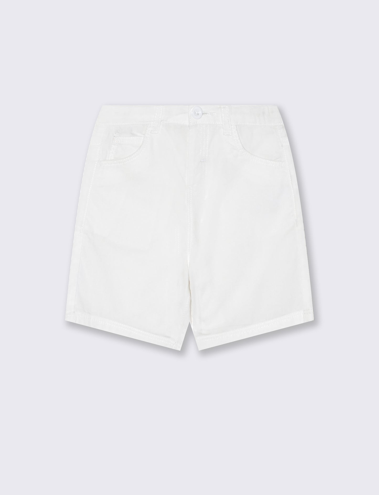 Bermuda in cotone con tasche a filo - Bianco