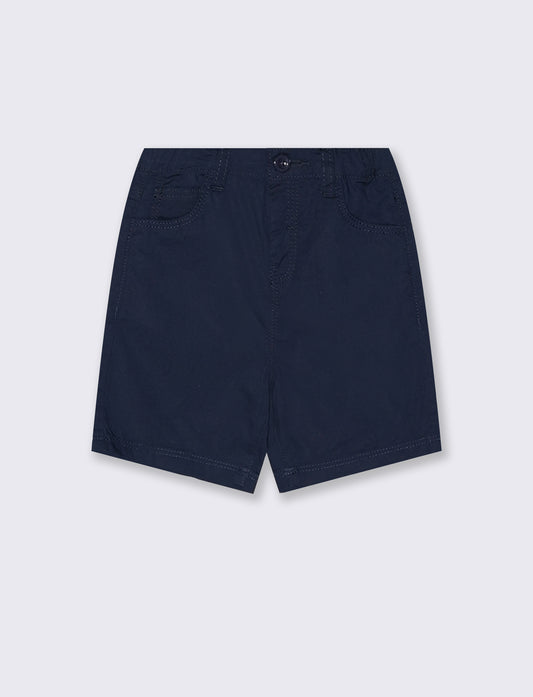 Bermuda in cotone con tasche a filo - Blu
