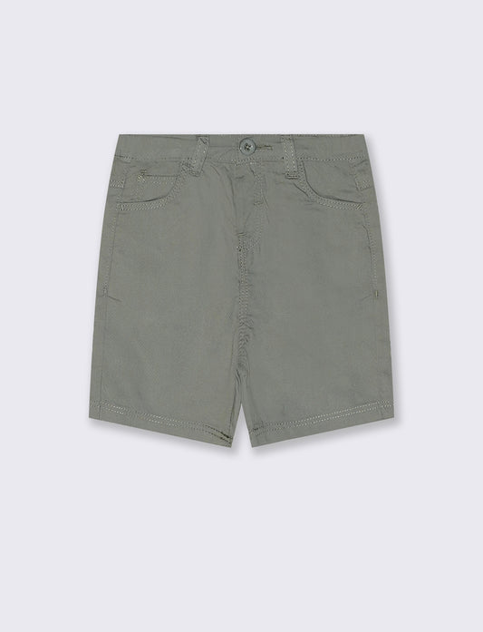 Bermuda in cotone con tasche a filo - Verde salvia