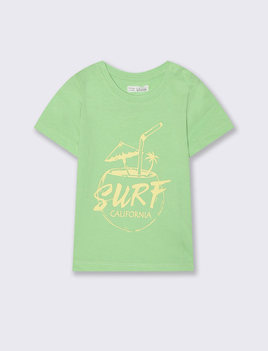 T-shirt girocollo manica corta monocolore - Verde prato