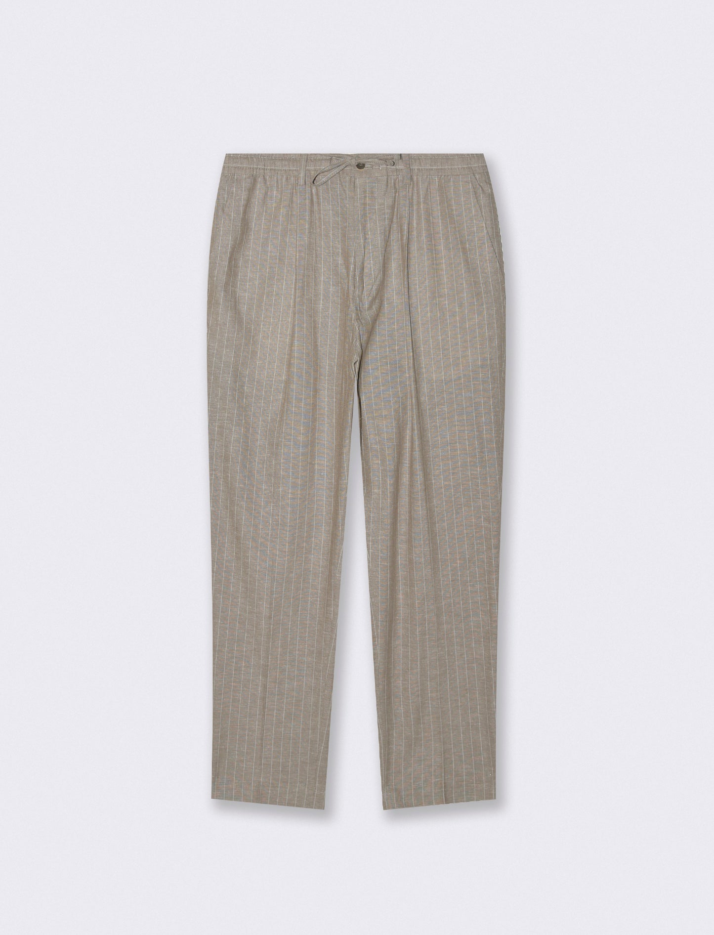 Pantaloni formal fit in linen blend rigato - Beige